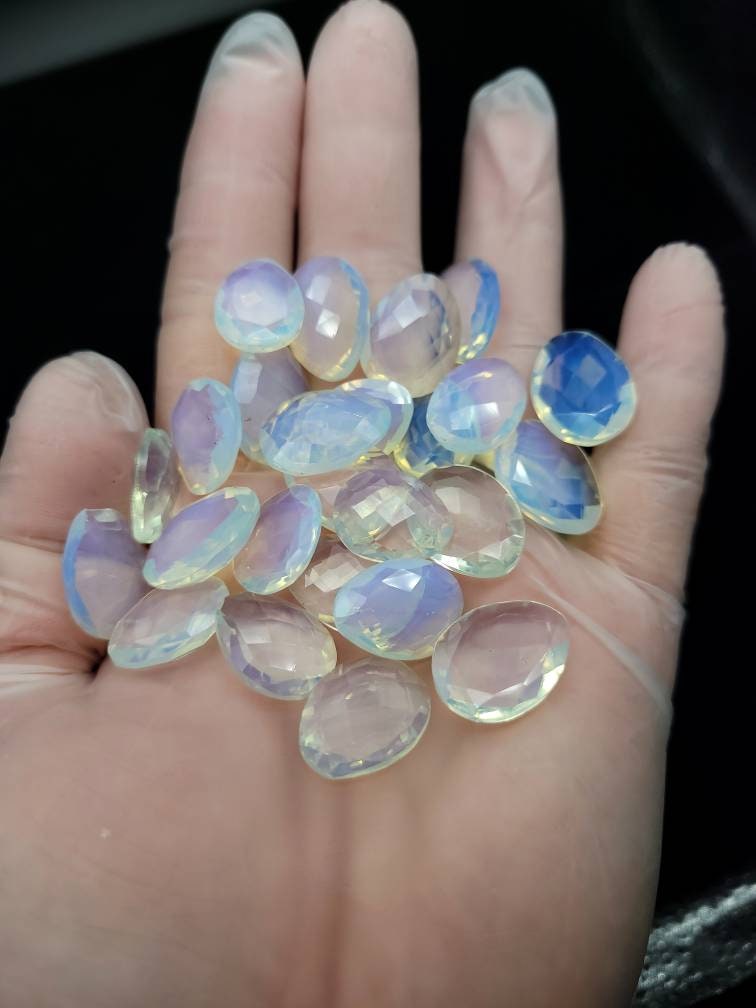 Beautiful Opalite Fire Opal Flat Back Rose Cut Cabochon 14-18mm.