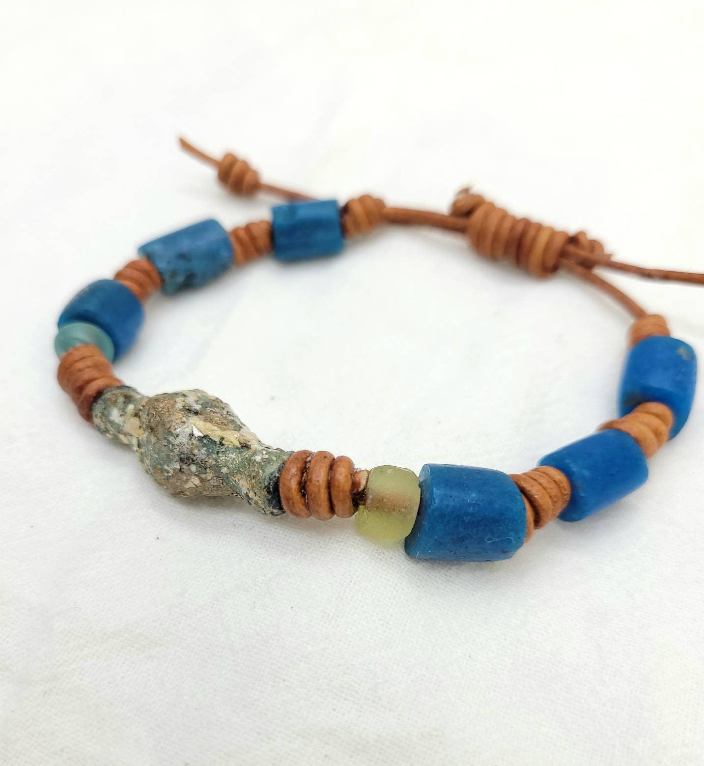 Beautiful Authentic Roman Glass Bangles For Him Or For Her / Ethiopian Copper And Brass Beads Wearing Beautiful Old Roman Glass.