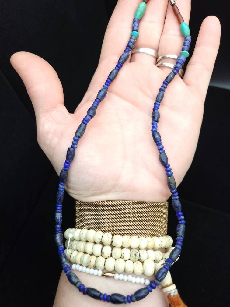 Beautiful Lapis Lazuli Necklace from Afghanistan for Men and Women / LapisLazuli Carnelian and Turquoise  / Two Options to choose from.