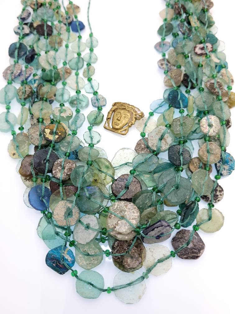 Roman Glass Beads 14-15" From Ancient Rome Lots Of Patina The Glass Speaks For Itself Of Its Age Over 2,000 Years Old, Authentic Genuine