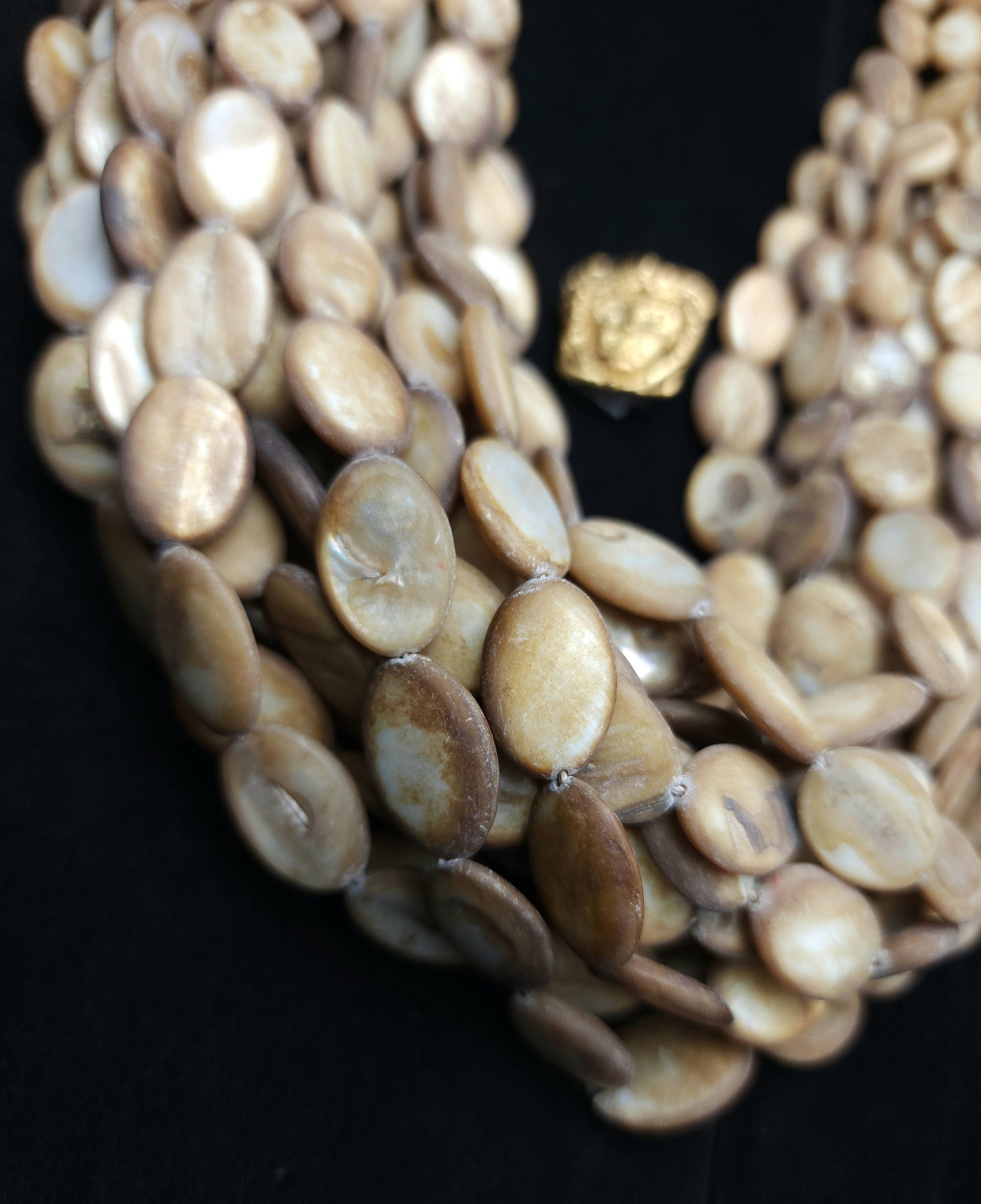 Very old shell beads from Afghanistan, Full Strand 17" 24-25 Oval Beads 17-18mm, Vintage, Jewelry Making Supplies.