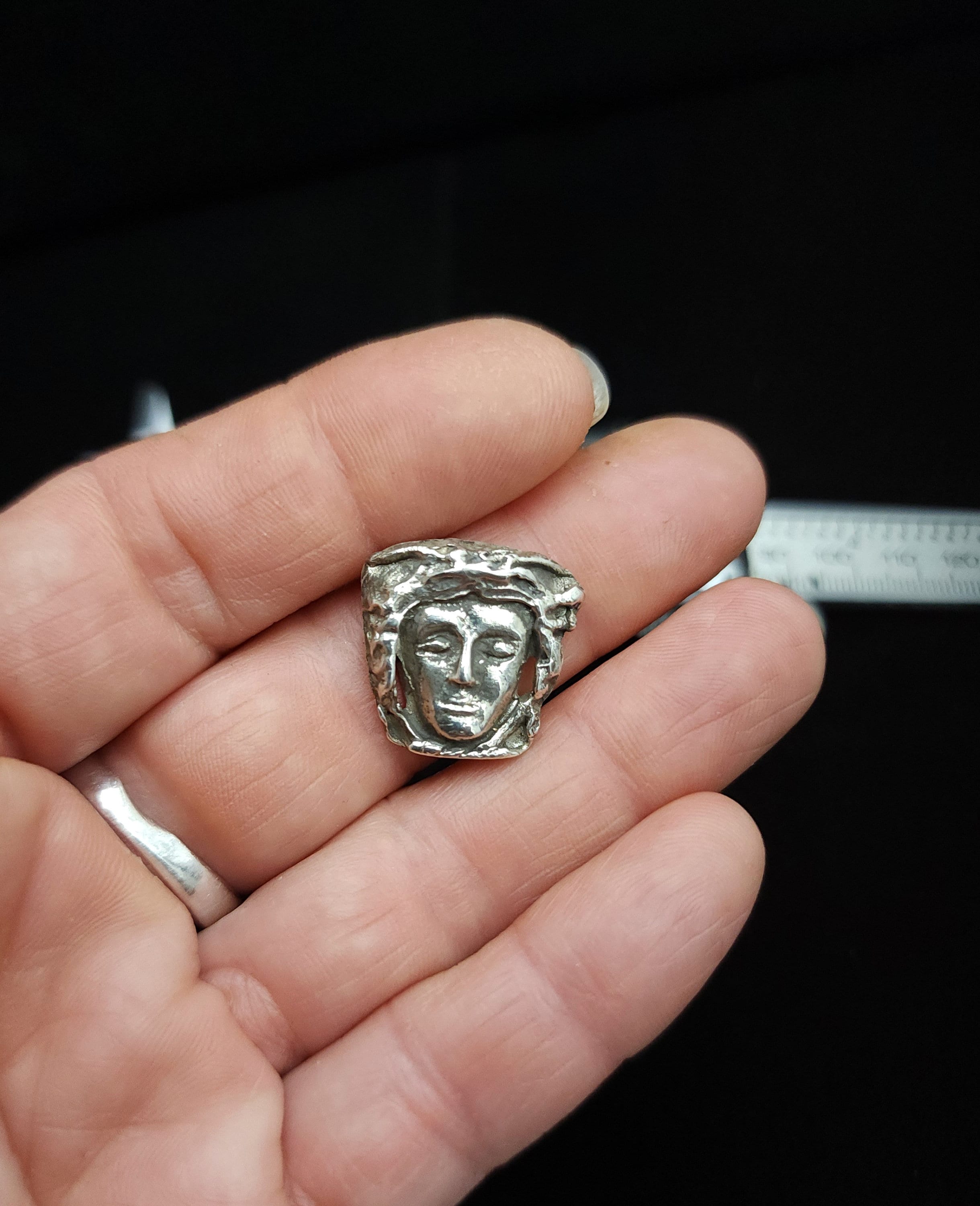 Raw Brass Medusa OR Fine Silver Medusa .99 Pendant, Mythological Face, Jewelry Supplies