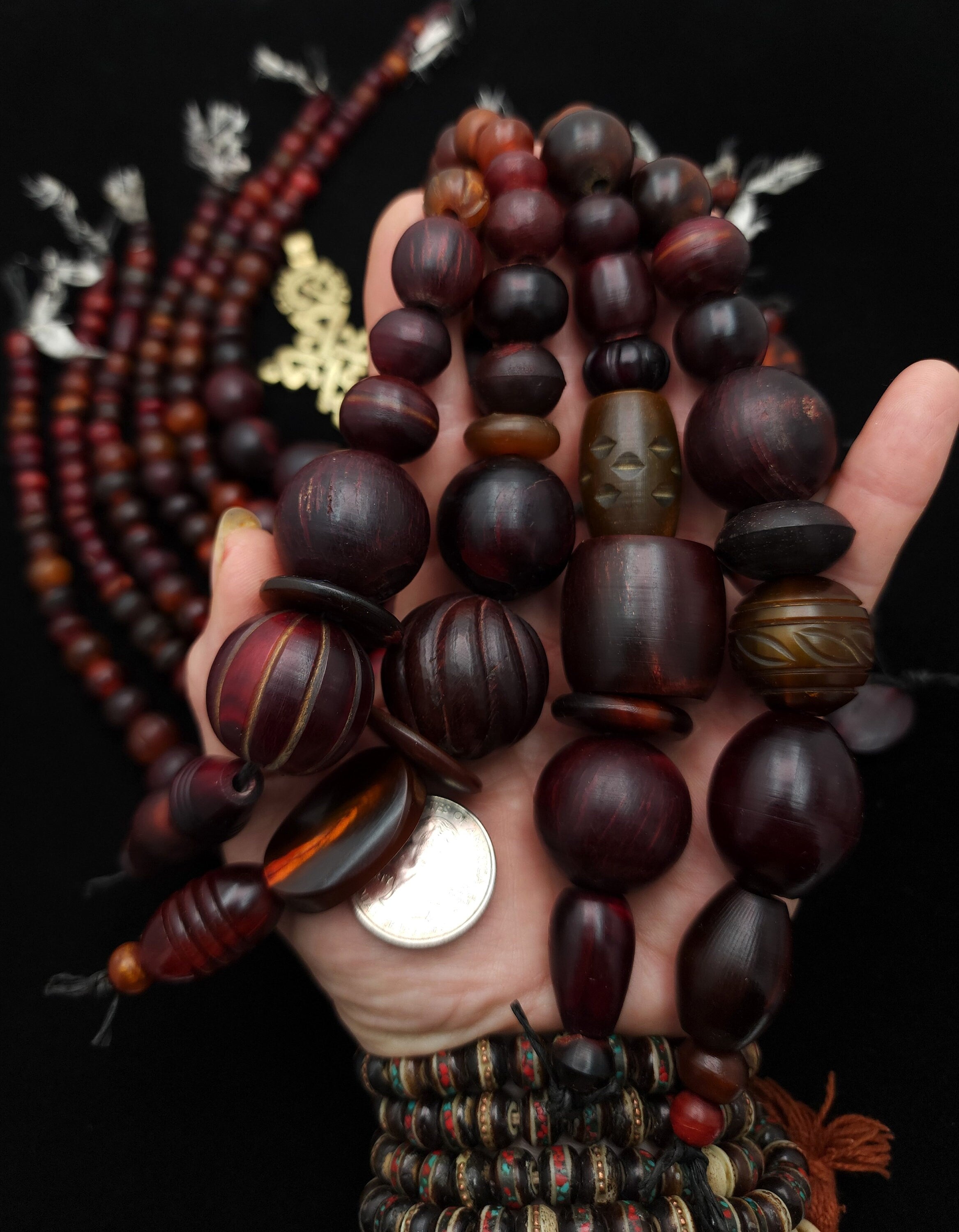 Red And Orange Bone Beads, Strand 12" Inches 8-30mm×8-28mm, Hand Carved, Ethnic, Tribal Bone, African Bone Beads, Jewelry Making Supplies.