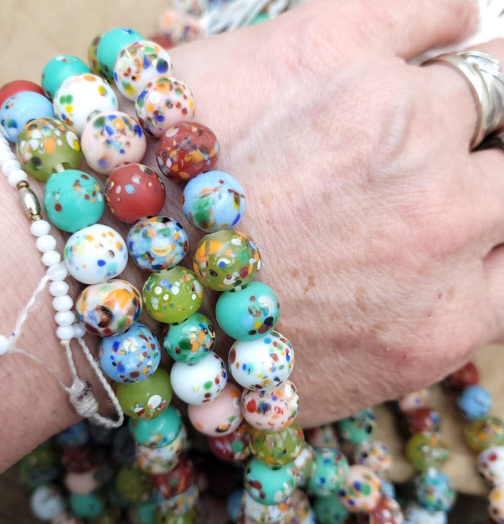 Beautiful Colorful Glass Beads / Indonesian Beads / Fun Beads / Strand 20 Beads 9-11mm / Java / Jewelry Making Supplies / Choose Colors.