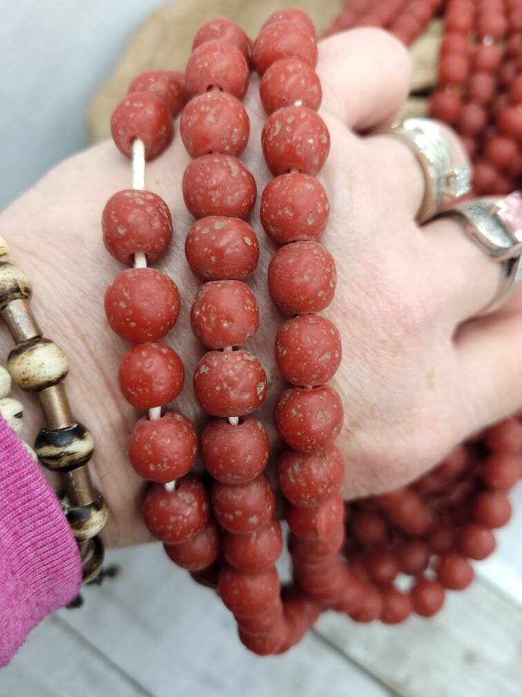 Beautiful Glass Beads With Rustic Accent Made By Artisan Hands From Thailand Strand With 20 Beads 10-11mm /Lampwork Beads/ Indonesian Beads.