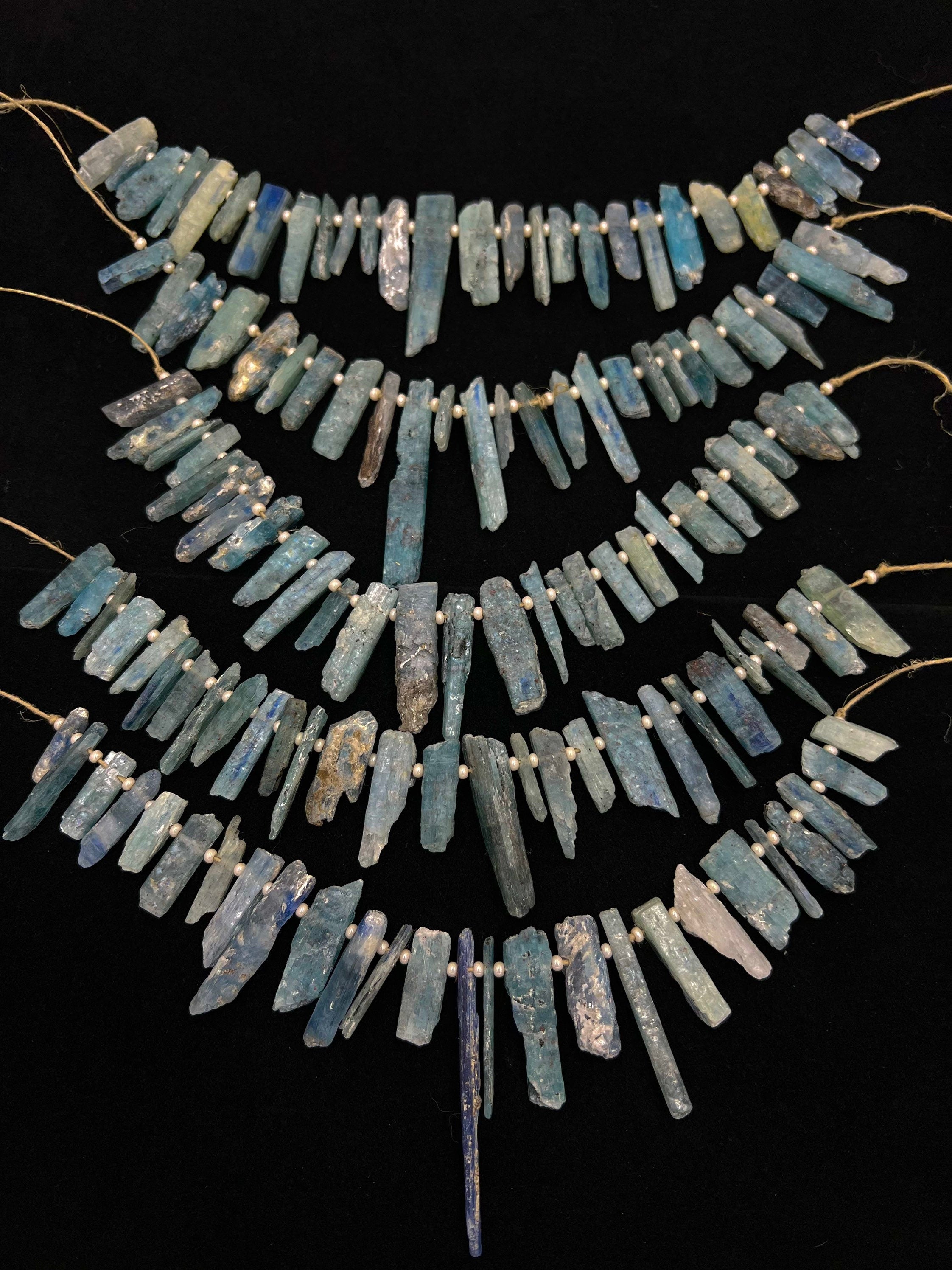 Beautiful Kyanite Rough Stones Sticks 13-34mm x 6-14mm/Strands Length 8”/Jewelry Supplies