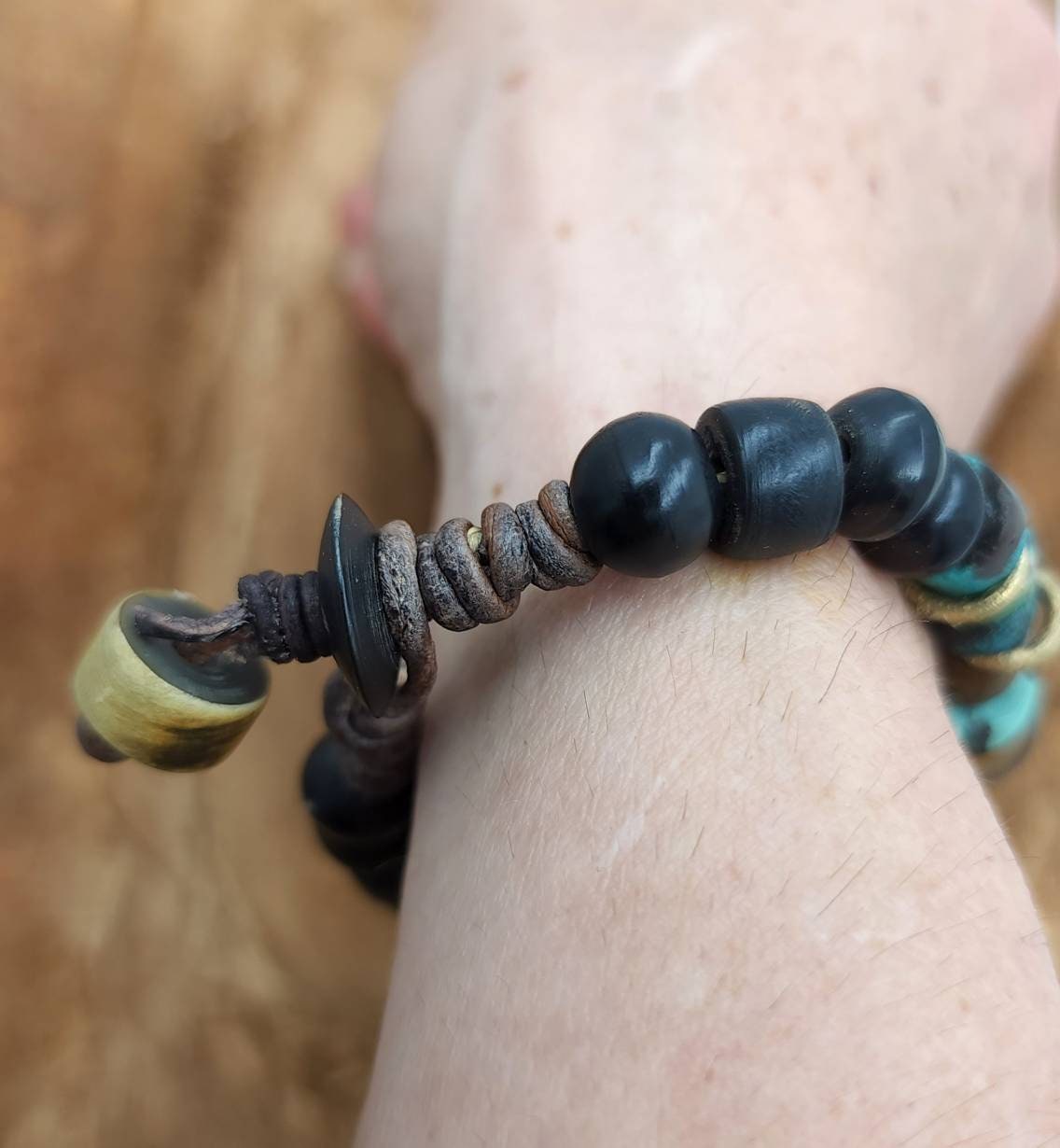 100% Natural Turquoise December Month Bracelet For Him Or For Her / Ethnic Boho Hippie Navajo / Handmade Jewelry/Fits 8-9 "