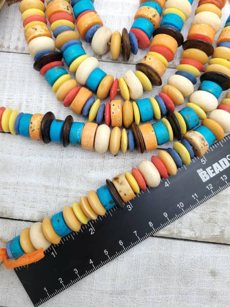 Natural Bone Beads Beautiful Colors Strand 8" Inches 12-18mm / Boho / Hippie/ Ethnic / Party / Fun / Rainbow /Jewelry Supplies.