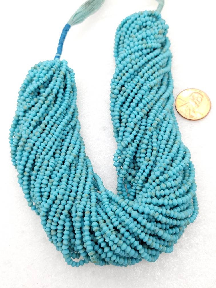 Afghani Heishi Beads Turquoise Saucer Shape  2-3 mm 11"Strand Approximately 140 Beads / Howlite /Jewelry Supplies.