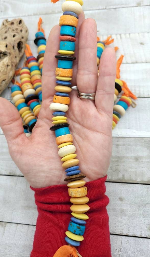 Natural Bone Beads Beautiful Colors Strand 8" Inches 12-18mm / Boho / Hippie/ Ethnic / Party / Fun / Rainbow /Jewelry Supplies.