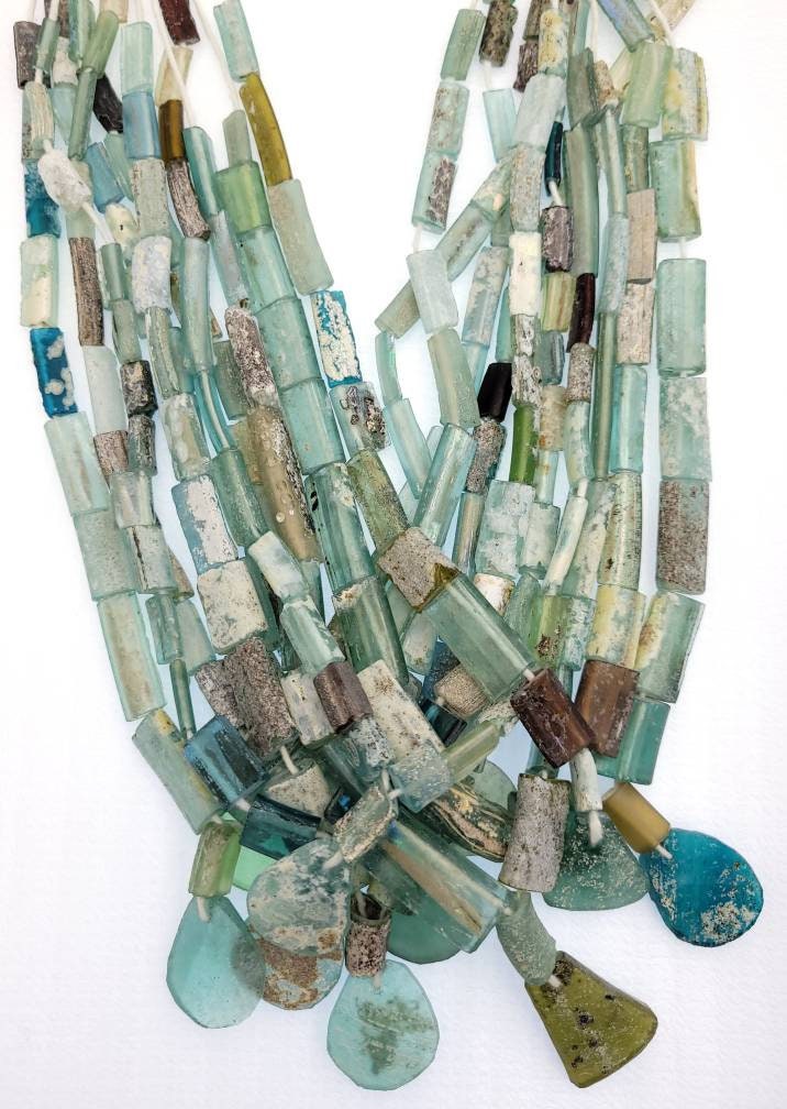 Wow Beautiful Excavated Very Old Roman Glass Speaks For Itself Its Age 2000 Years Old Strand 15 "/ Unique Roman Glass Hard To Find / Jewelry