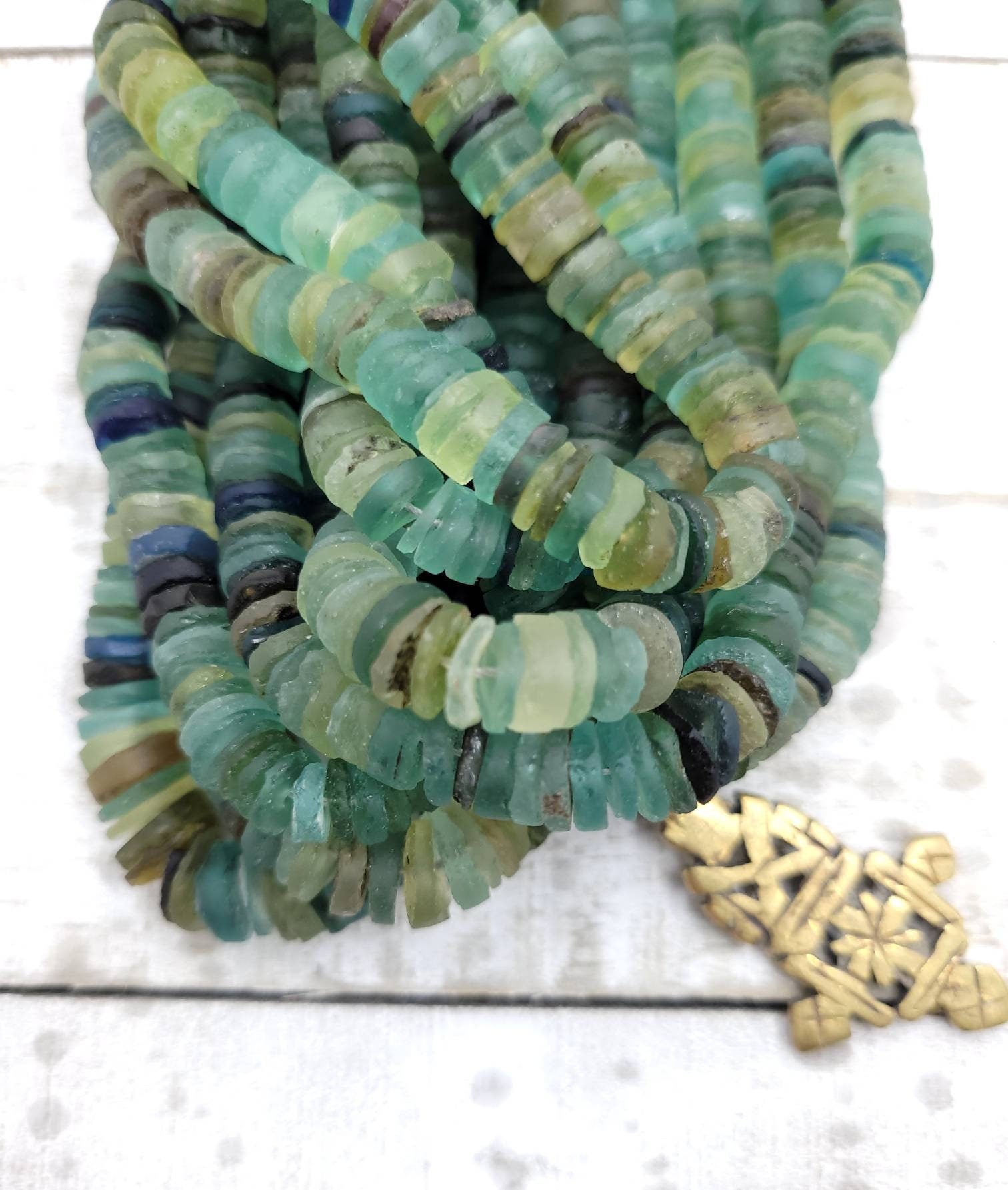 Authentic Genuine 100% Ancient Roman Glass Shaped Discs / Strand Length 7" 10-11mm / Afghan Beads / Jewelry Making Supplies / Craft.