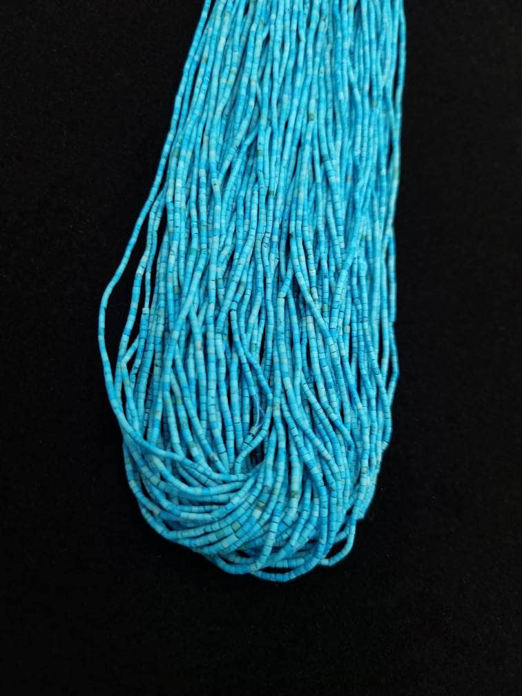 Heishi Turquoise 100% Natural Genuine Tube Shaped Option To Choose Strand 15 "2-3mm or 1mm / Small Beads / Afghani Beads / Jewelry Supplies