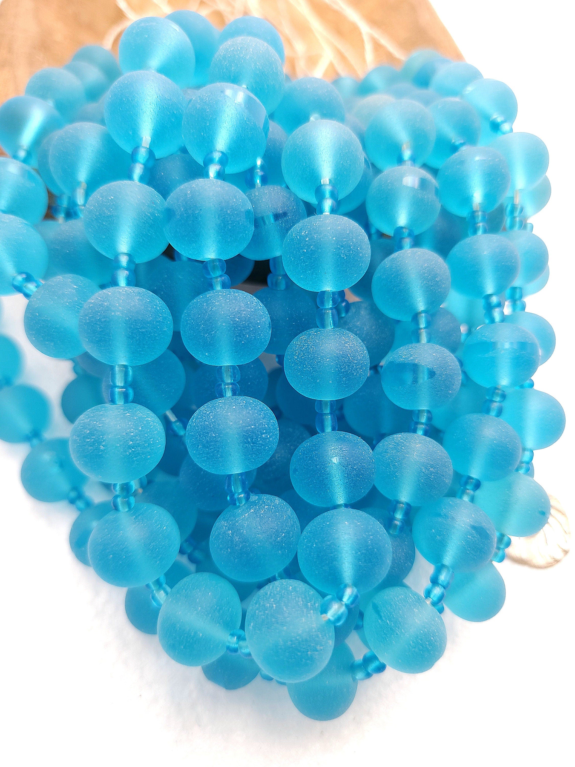 Large Afghan Beads Full Strand 15-16" 21 Beads 16mm, Sea Glass Beads, Vintage Beads, Jewelry Making Supplies.