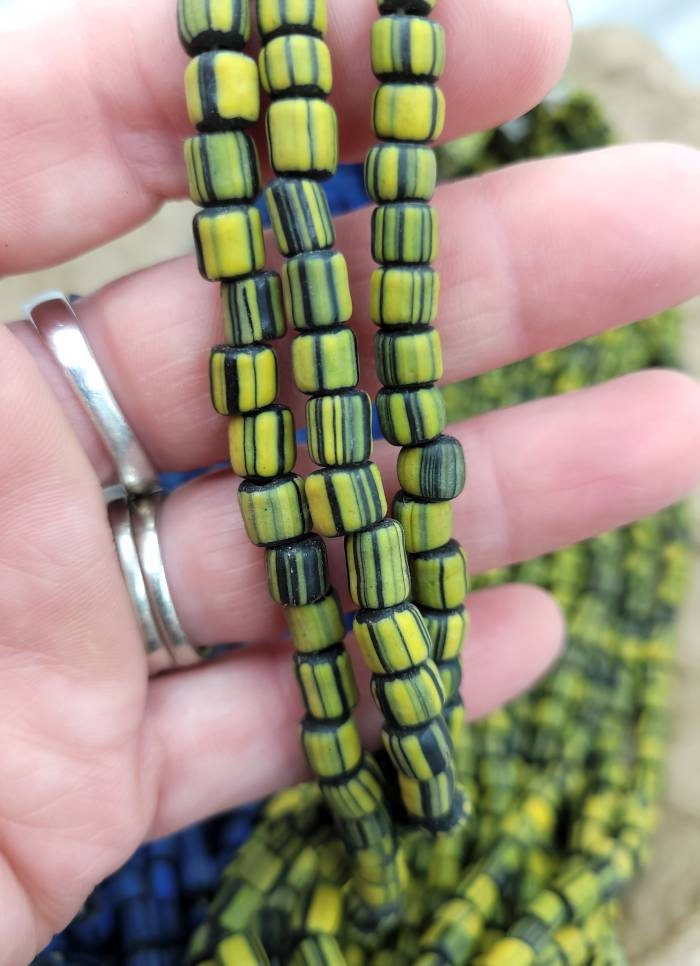Glass Beads Handmade From Thailand 5-8mm x 5-6mm/Option to Choose Half Strand 10-11" or 22"/Jewelry Supplies/Indonesian Java Beads/Lampwork.