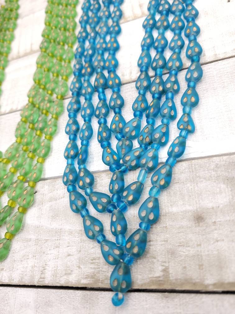 Vintage Glass Beads From AfghanistanStrand 17" 10-11mm / Jewelry Supplies / Egyptian Style Beads / Jewelry Supplies.