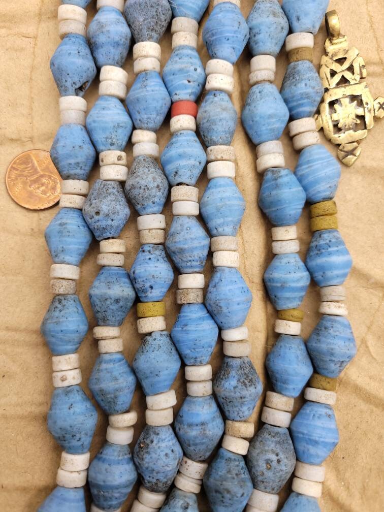 Java Bicone Glass Beads With Old Rustic Accent / Strand 10" 16-18mm x 13mm / Jewelry Supplies / Indones Beads / Lampwork Beads.