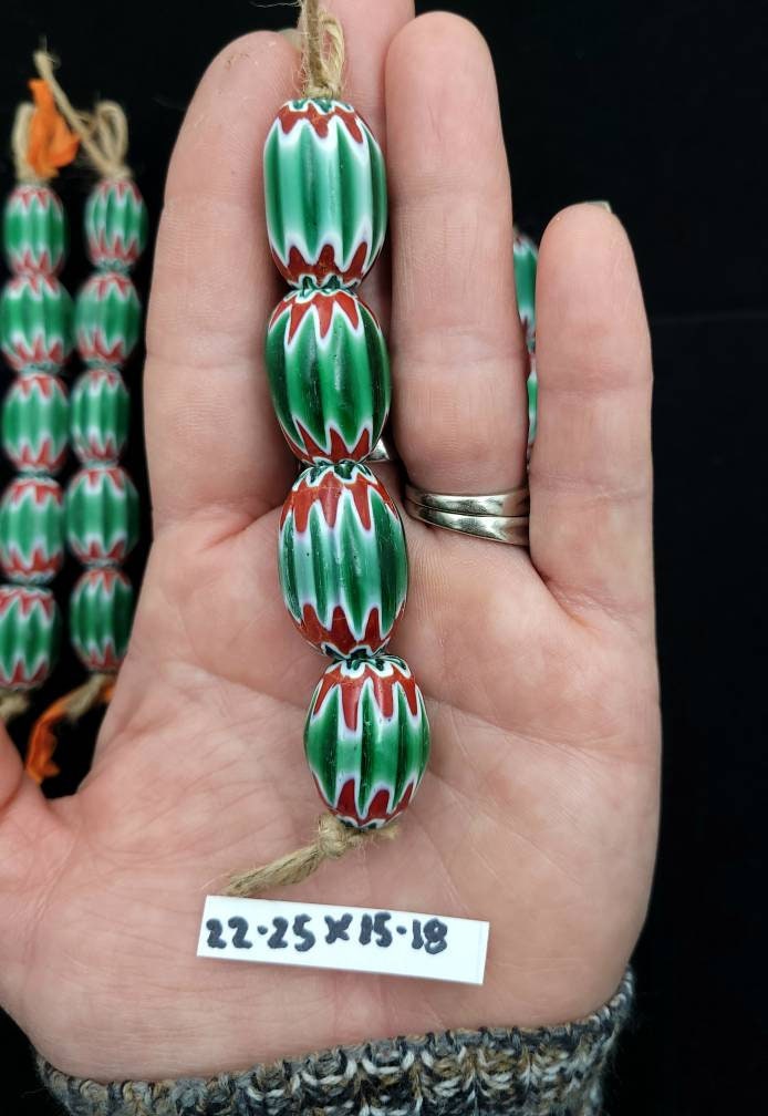 Chevron Beads 6 Layers Green White Red / Option To Choose / Chevron African Trade Beads / Jewelry Making Supplies.