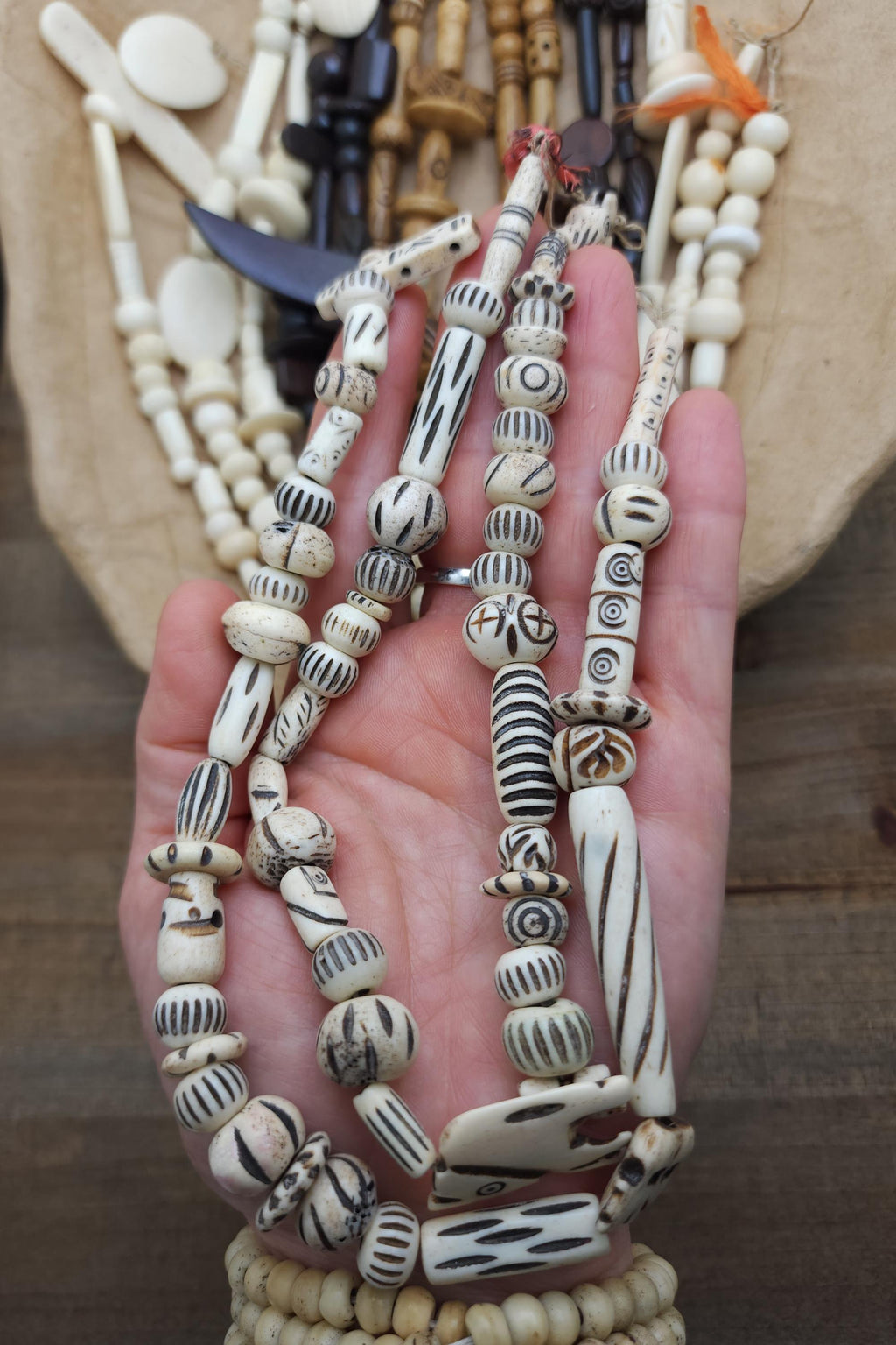 Beautiful Bone Beads Without Animal Suffering /Strand 14" 6-25mm Variety to Choose / Vintage Boho Navajo Tribal  Ethnic / Jewelry Supplies