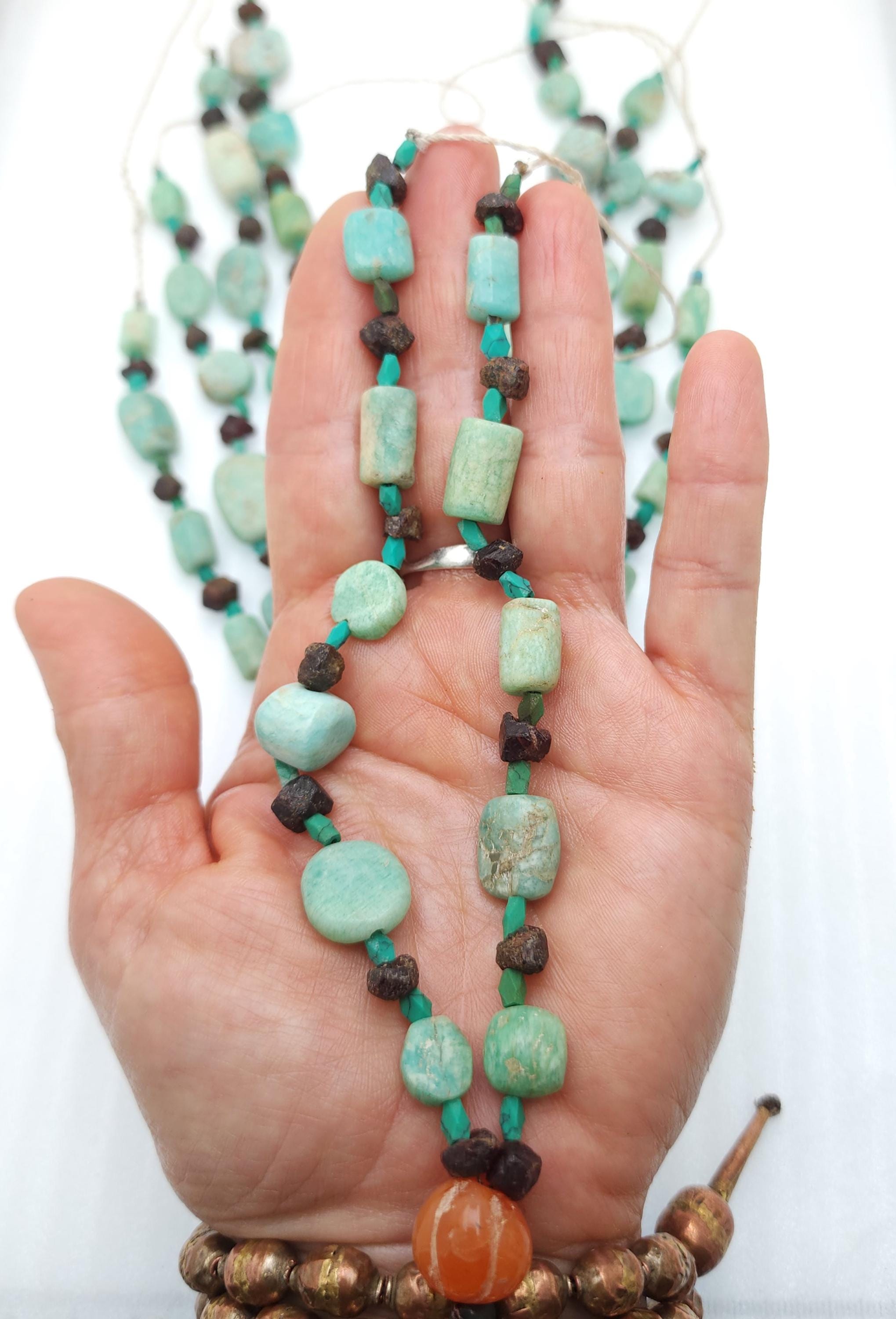 New arrival! Old Amazonite Strand 13-14", Genuine Ancient Amazonite From Afghanistan, Healing Stones, Jewelry Making Supplies.