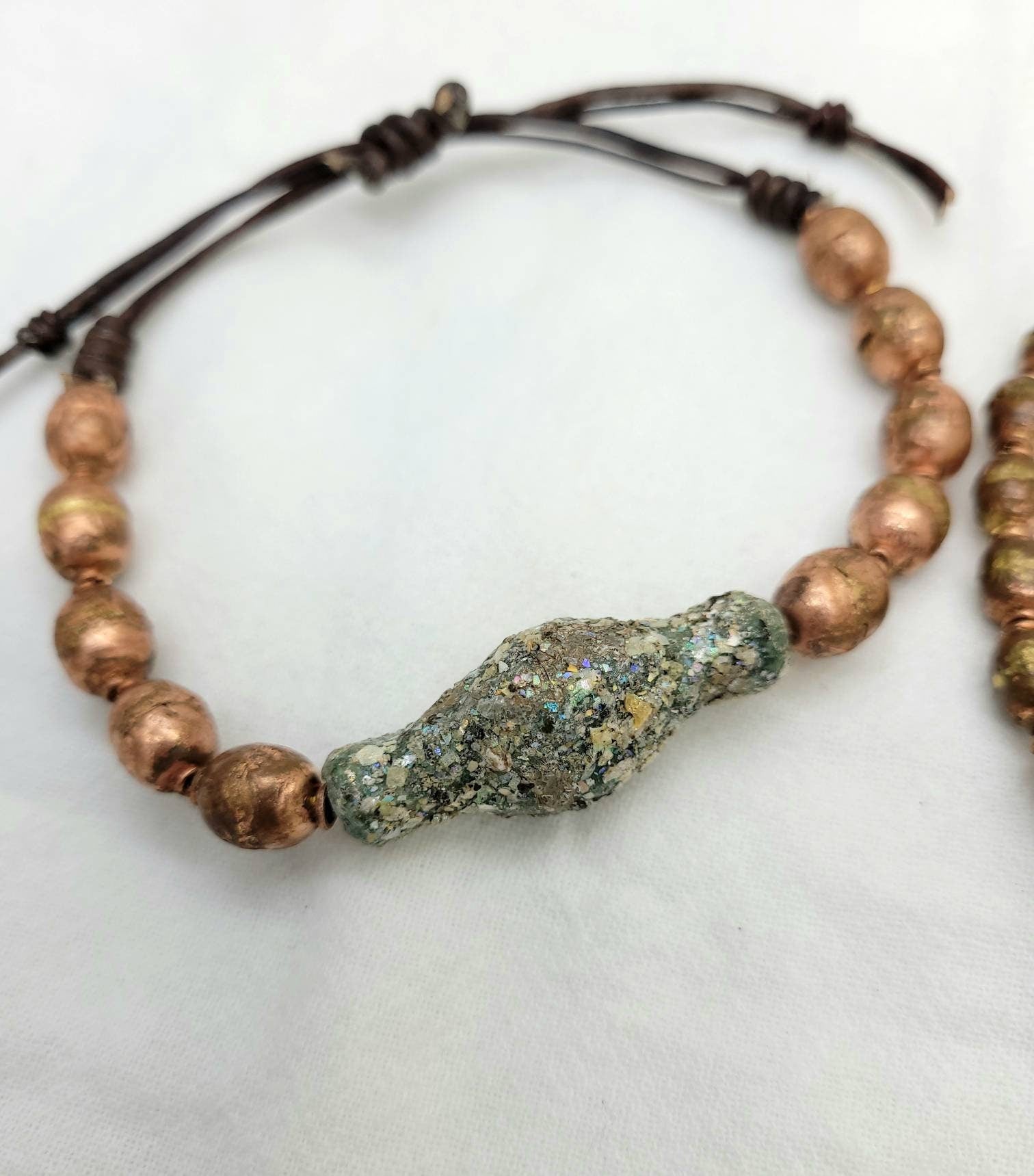 Beautiful Authentic Ancient Rome Bracelet / His and Hers Bracelet / Ethiopian Copper and Brass Beads Wearing Beautiful Old Roman Glass.