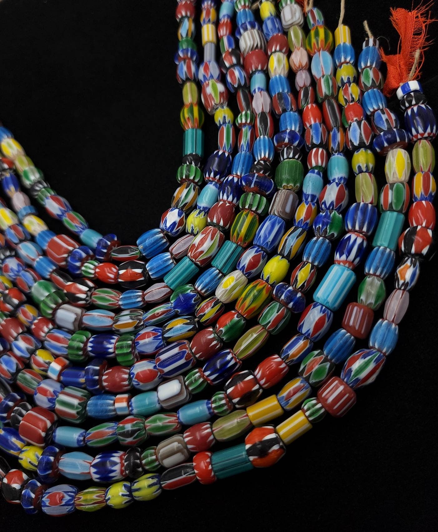Chevron Multi-Layer Beads / Mixed Sizes & Colors 6-14mm 30 Beads Per Strand / Jewelry Supplies.