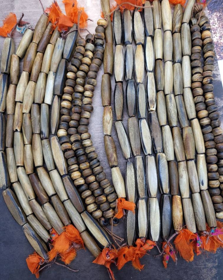 Handmade Horn Bone Beads/Two Strand Lot of Horn Bone Beads / Jewelry Supplies.