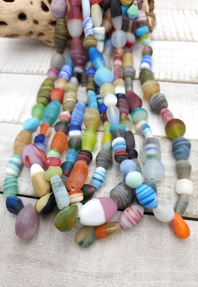 Opaque Glass Beads Strand 15-16" Inches 8-23mm / Sea Glass Beads / Fun Color Beads / Jewelry Making Supplies.