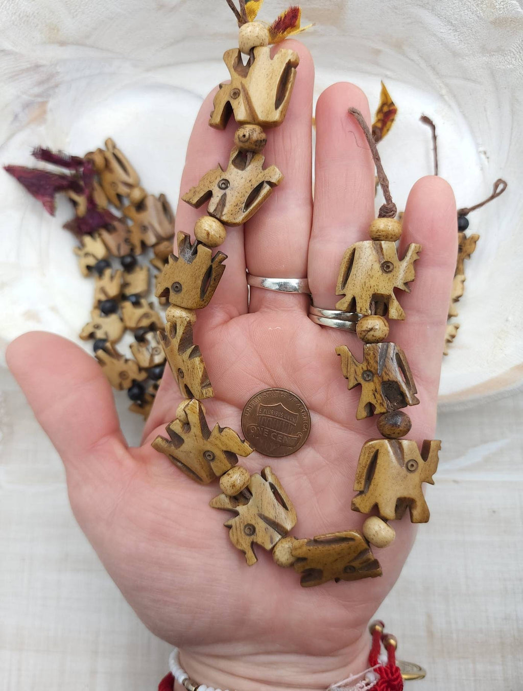 Elephant Bone Beads / Hand Carved Bone Elephant / Strand 10" Choose Size 13mm+ or 20x13mm / Beads With Spiritual Meaning / Jewelry Supplies