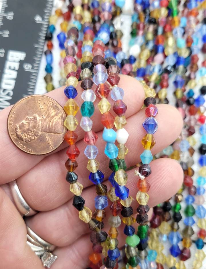Lot Of 3 Strands 34-36" Inches Each Strand / Glass Beads / Pink / Lilac / Multicolor / Jewelry Supplies / Rosary.