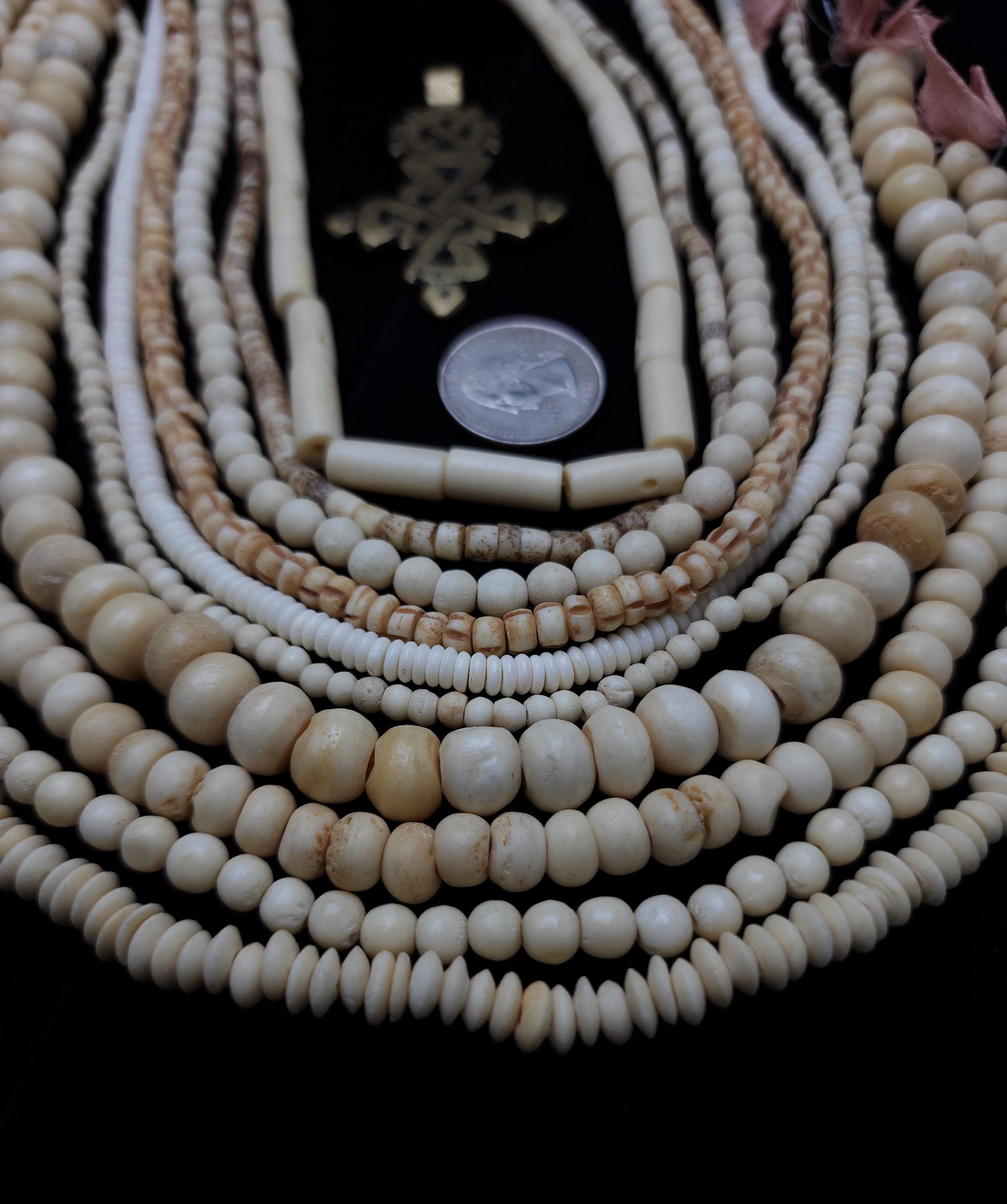 Lot of 10 Full Strands 14-16" Long / Buffalo Bone Beads / Assorted Natural Bone Beads 4-11mmx 3-16mm / Wholesale / Jewelry Making / Crafts /