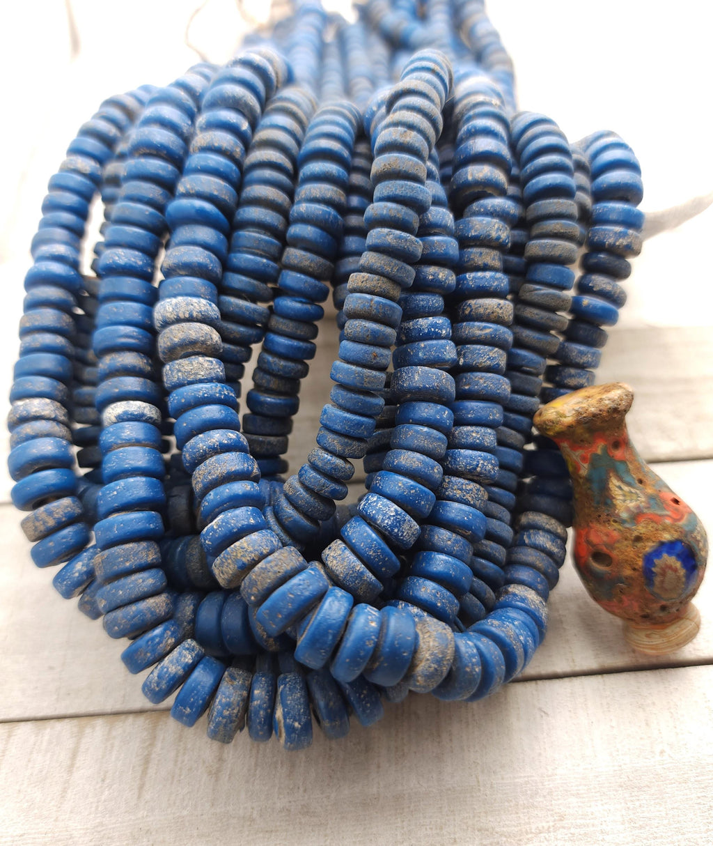 Java Glass Beads With Rustic Accent Option to choose 9-10mm or 10-12mm Strand 10" Long / Indonesian / Thailand / Jewelry Supplies.