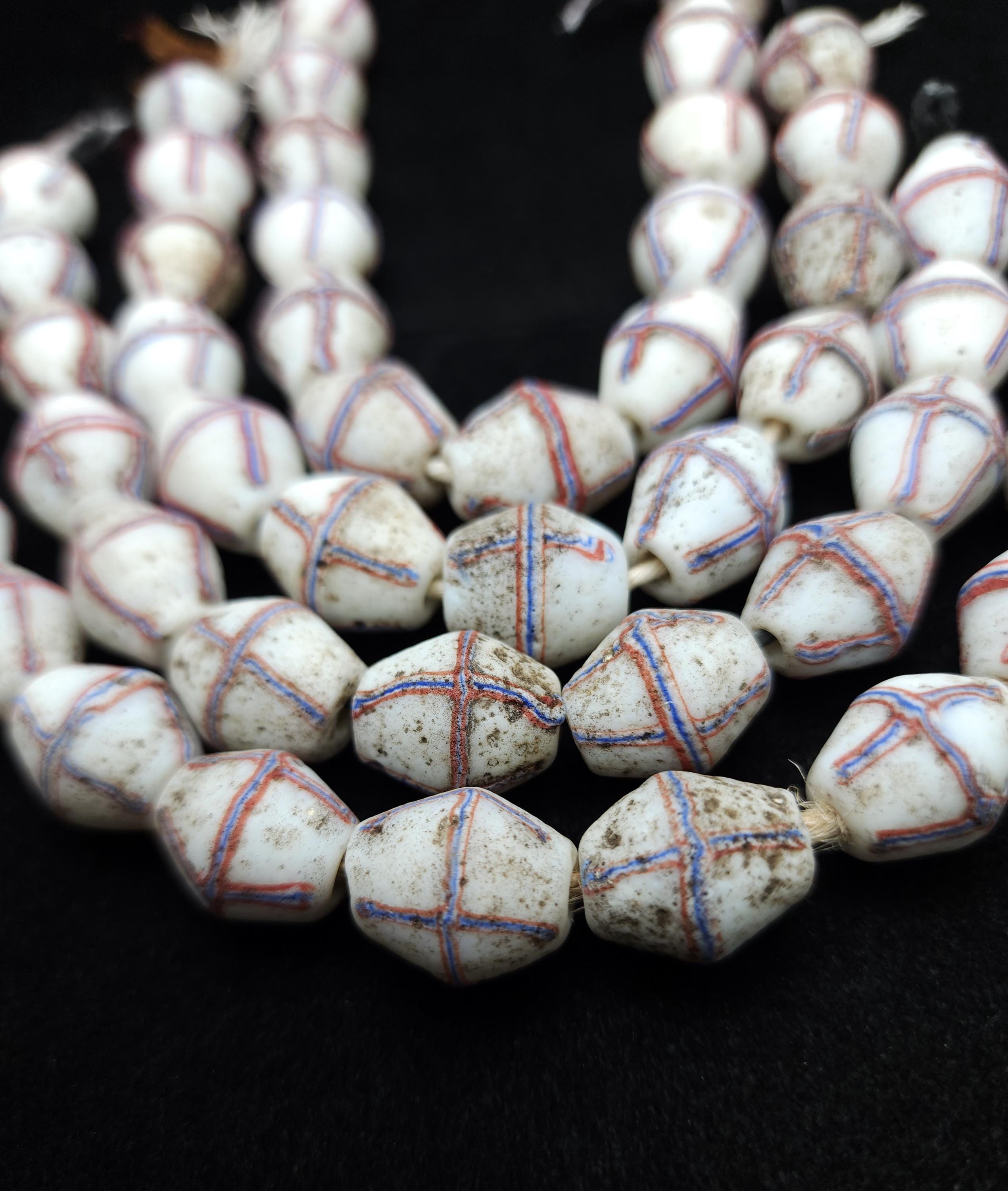 Venetian Cross Beads with Rustic Accent / Ethnic Bicone Beads From Java Strand of 12 beads 16-19×13-14mm / Jewelry Making Supplies.