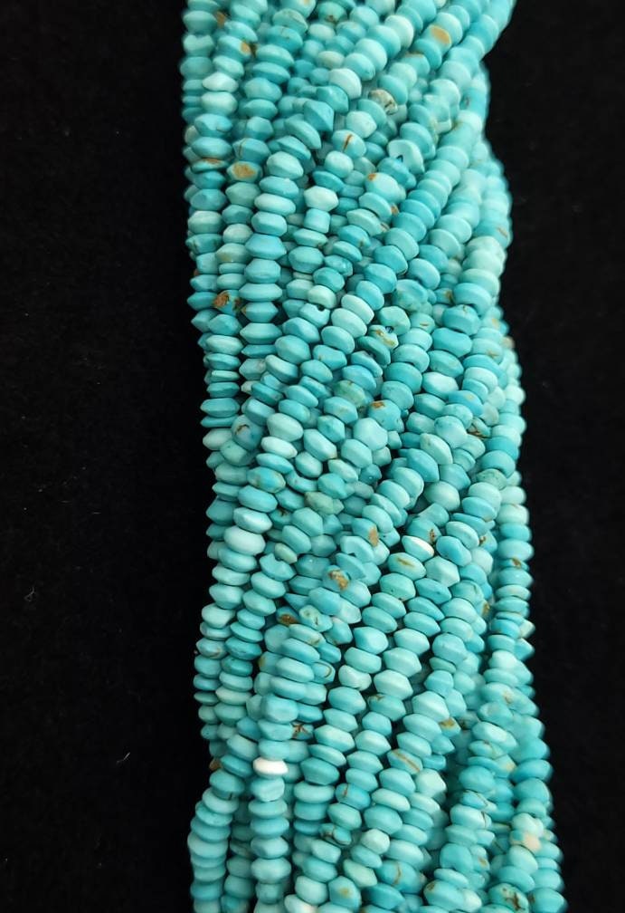 Beautiful Turquoise Beads 100% Natural Genuine Saucer Shaped Strand 14-15" 300+ Beads 2mm+ Or 1.5mm / Jewelry Supplies / Afghan Beads