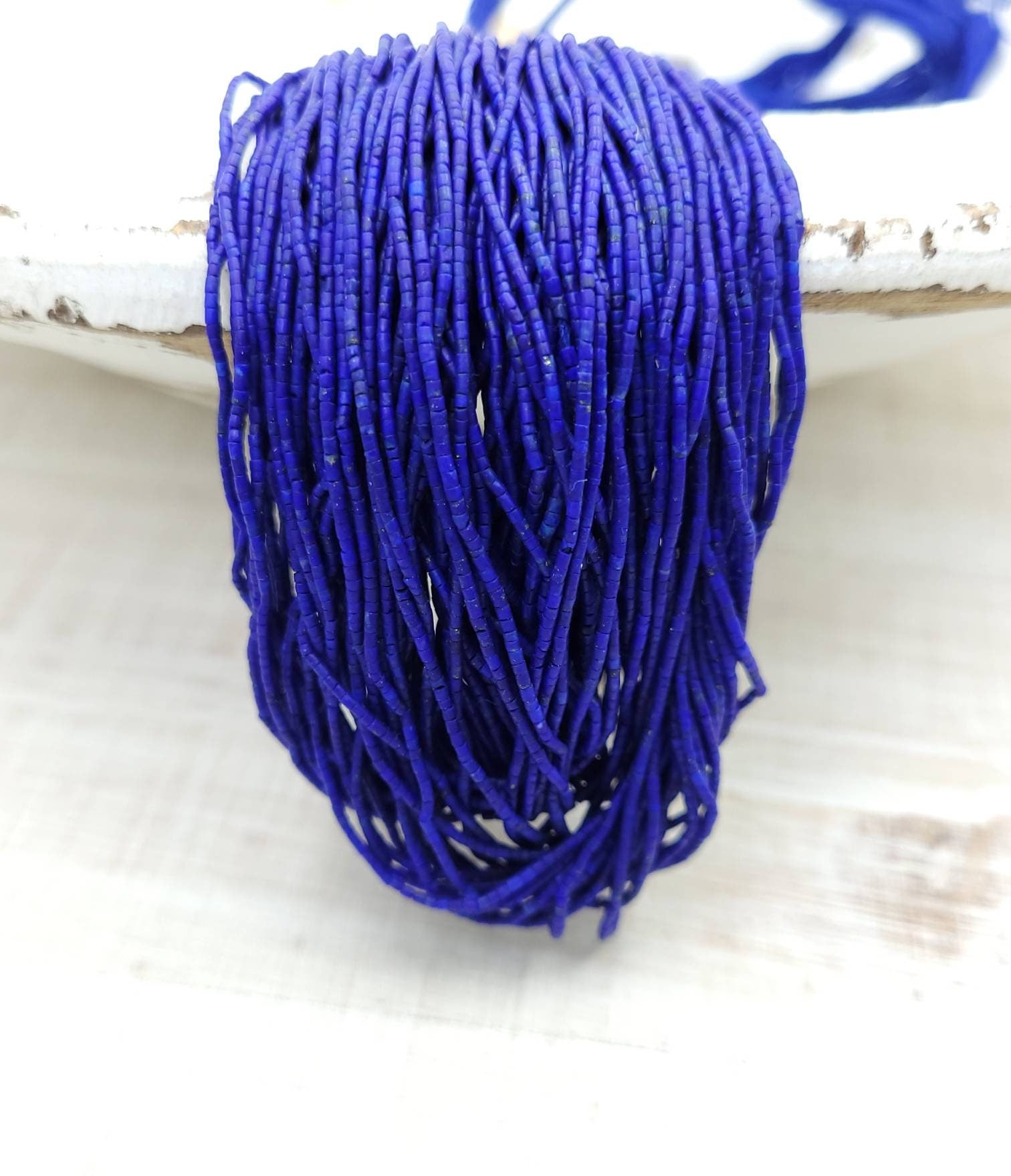 Beautiful Lapis Lazuli Heishi Tiny Beads 1mm Strand 14-15"  Long / Afghanistan Beads / Jewelry Supplies/ Handmade Beads / Unusual.