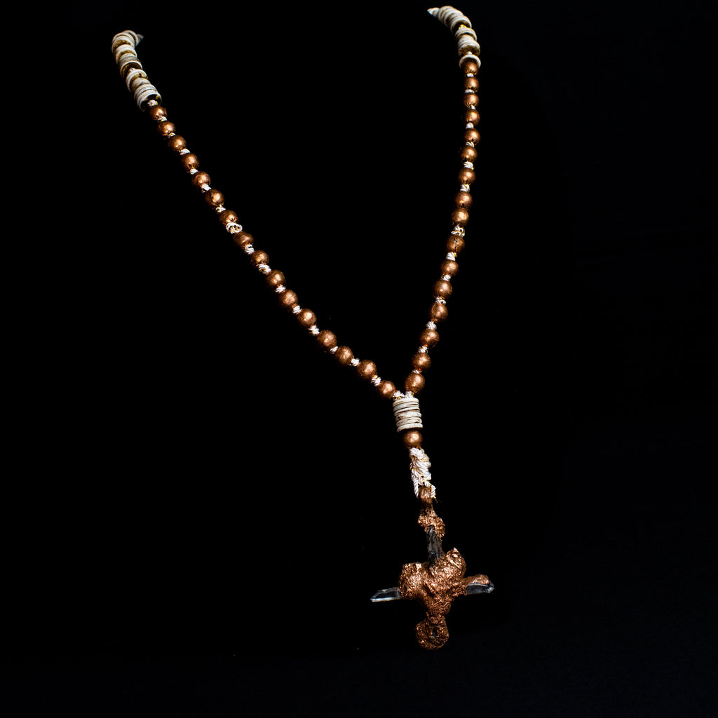 Miracle | Necklace | Copper | Electroformed | Silk | Quartz | Bone