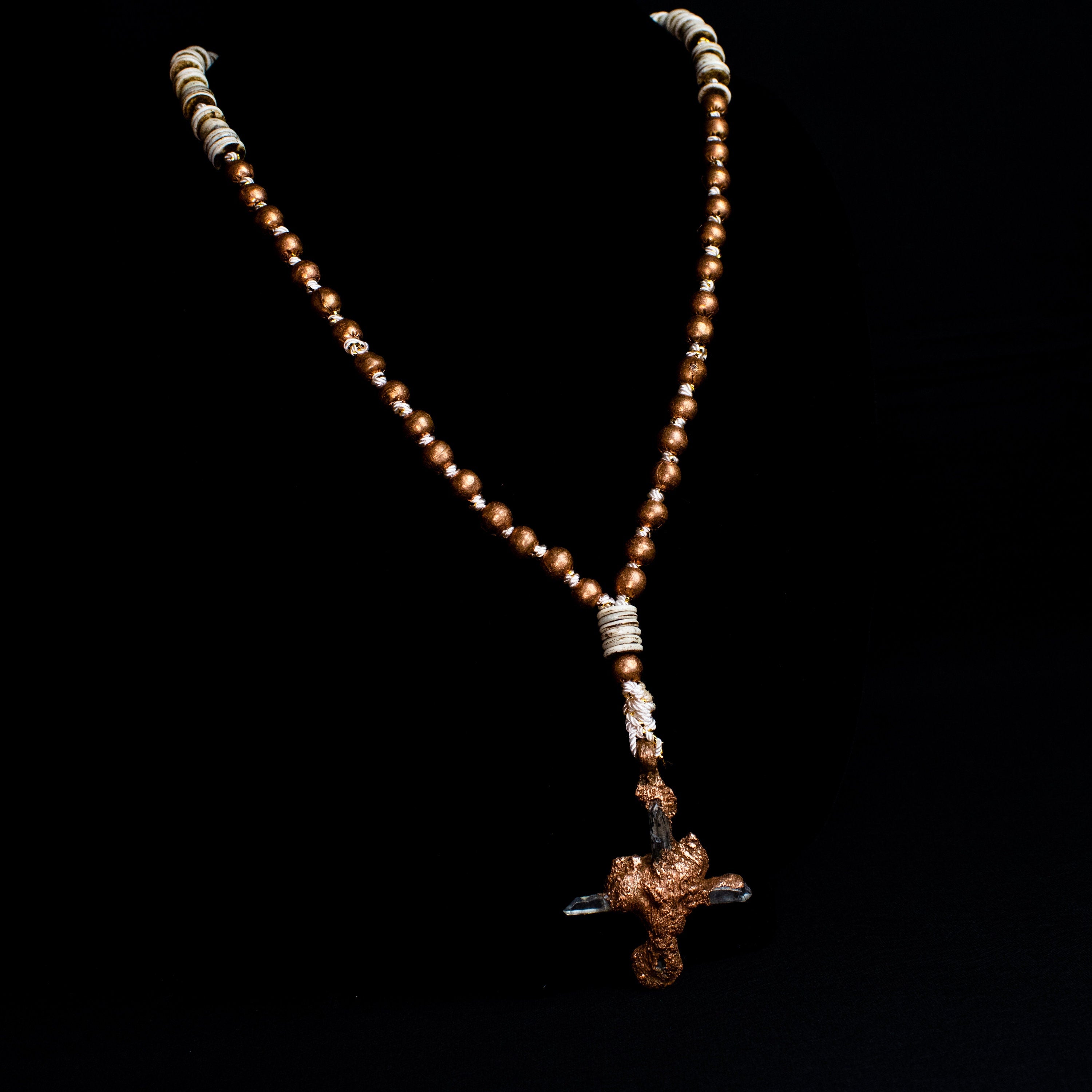Miracle | Necklace | Copper | Electroformed | Silk | Quartz | Bone