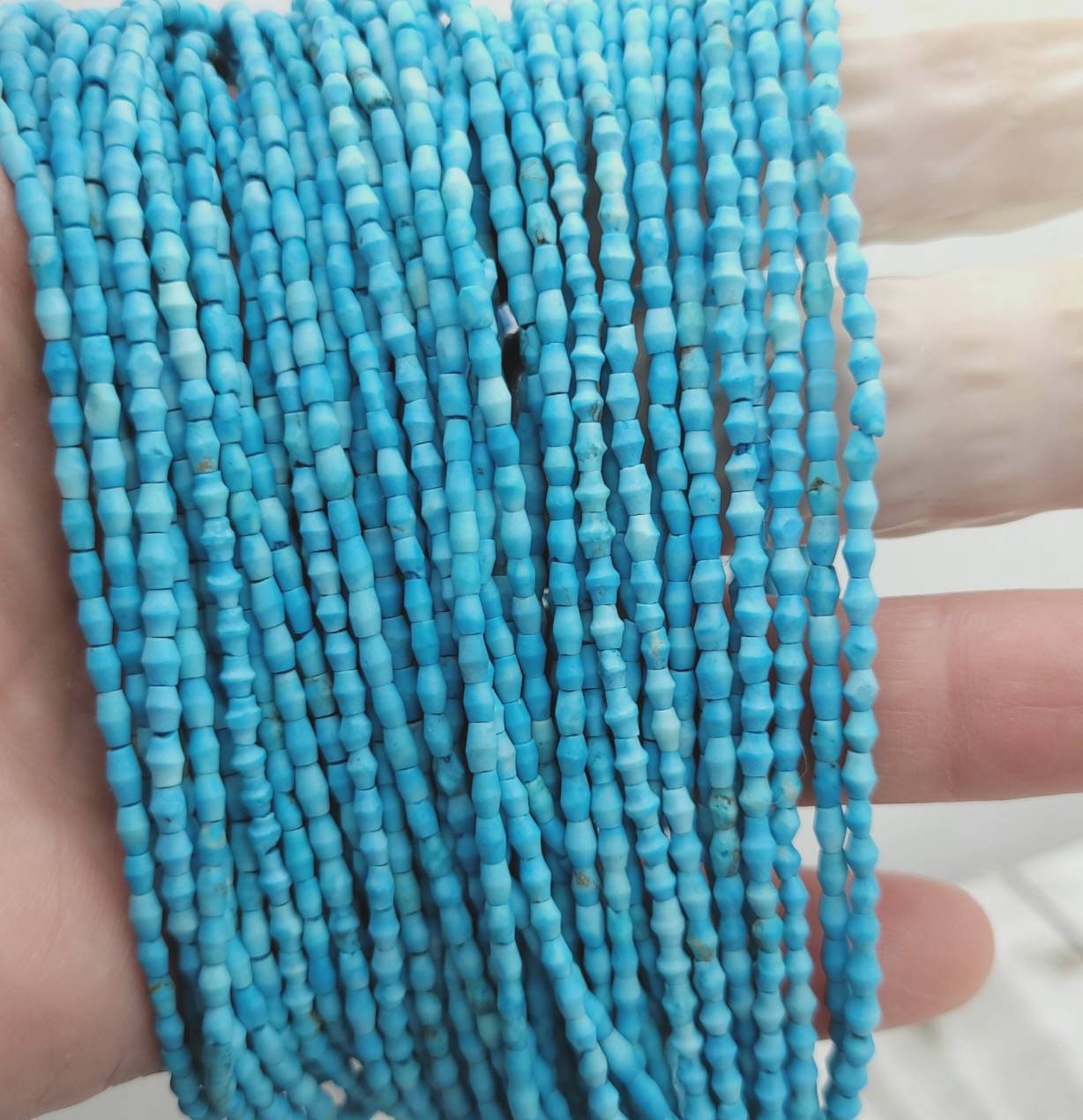 Heishi Natural Genuine Turquesa Bicone Beads 4mm x 3mm Strand 14-15"  100 + Beads / Afghani Beads / Jewelry Making Supplies.