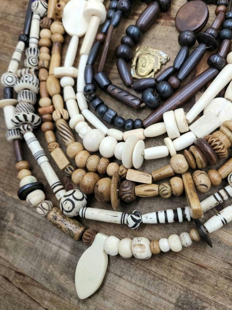 Beautiful Bone Beads Without Animal Suffering /Strand 14" 6-25mm Variety to Choose / Vintage Boho Navajo Tribal  Ethnic / Jewelry Supplies