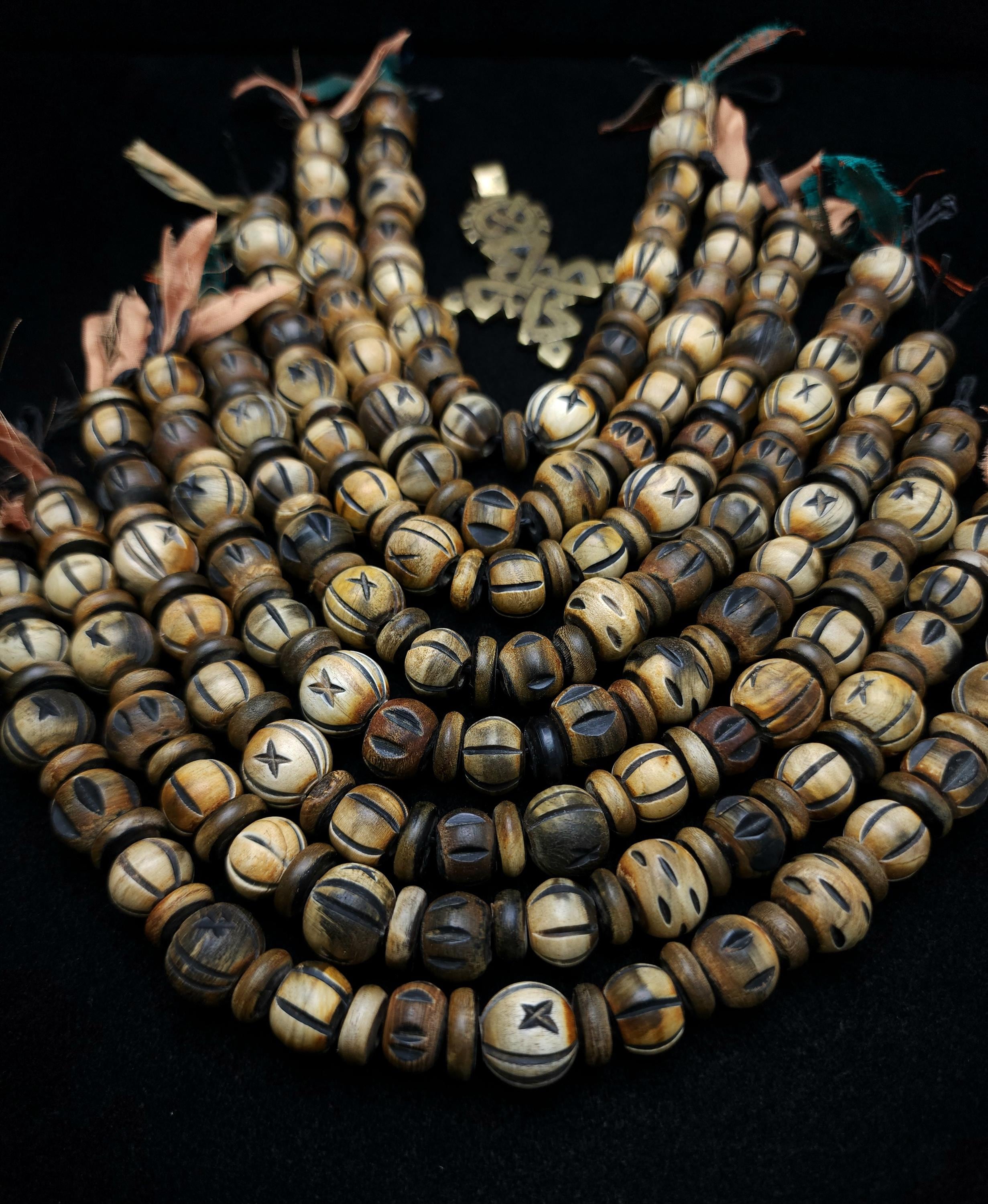 Variety of Water Buffalo Horn Bone Beads, Strand 9" 10-14mm [30-32], Tribal, Etnic Tribal, Native, Jewelry Making Supplies, Craft.