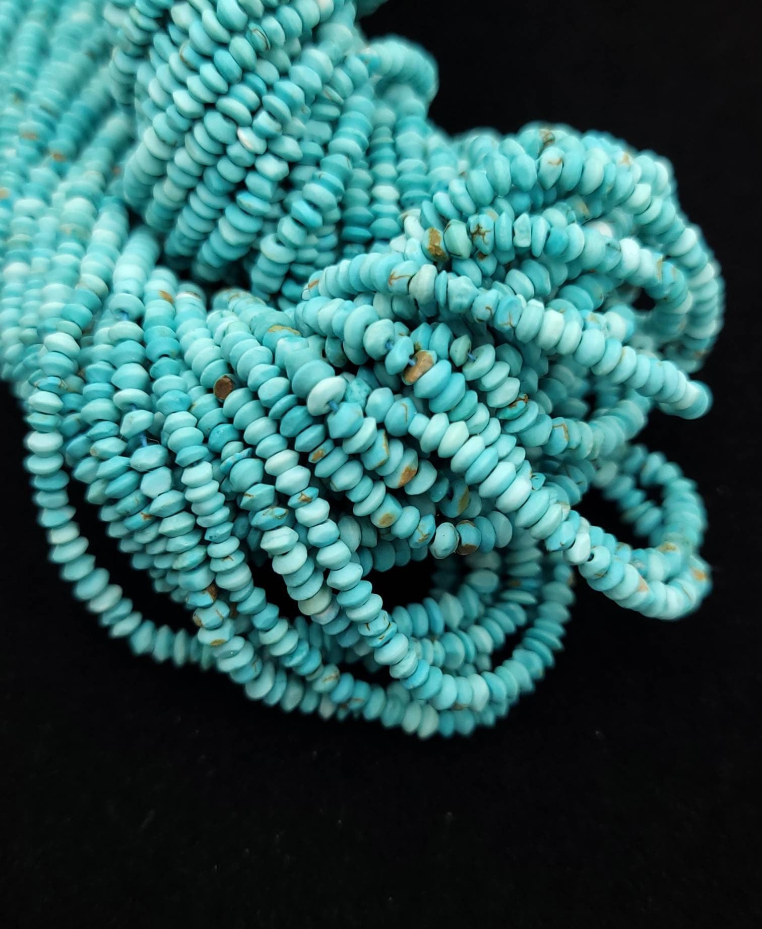 Beautiful Turquoise Beads 100% Natural Genuine Saucer Shaped Strand 14-15" 300+ Beads 2mm+ Or 1.5mm / Jewelry Supplies / Afghan Beads
