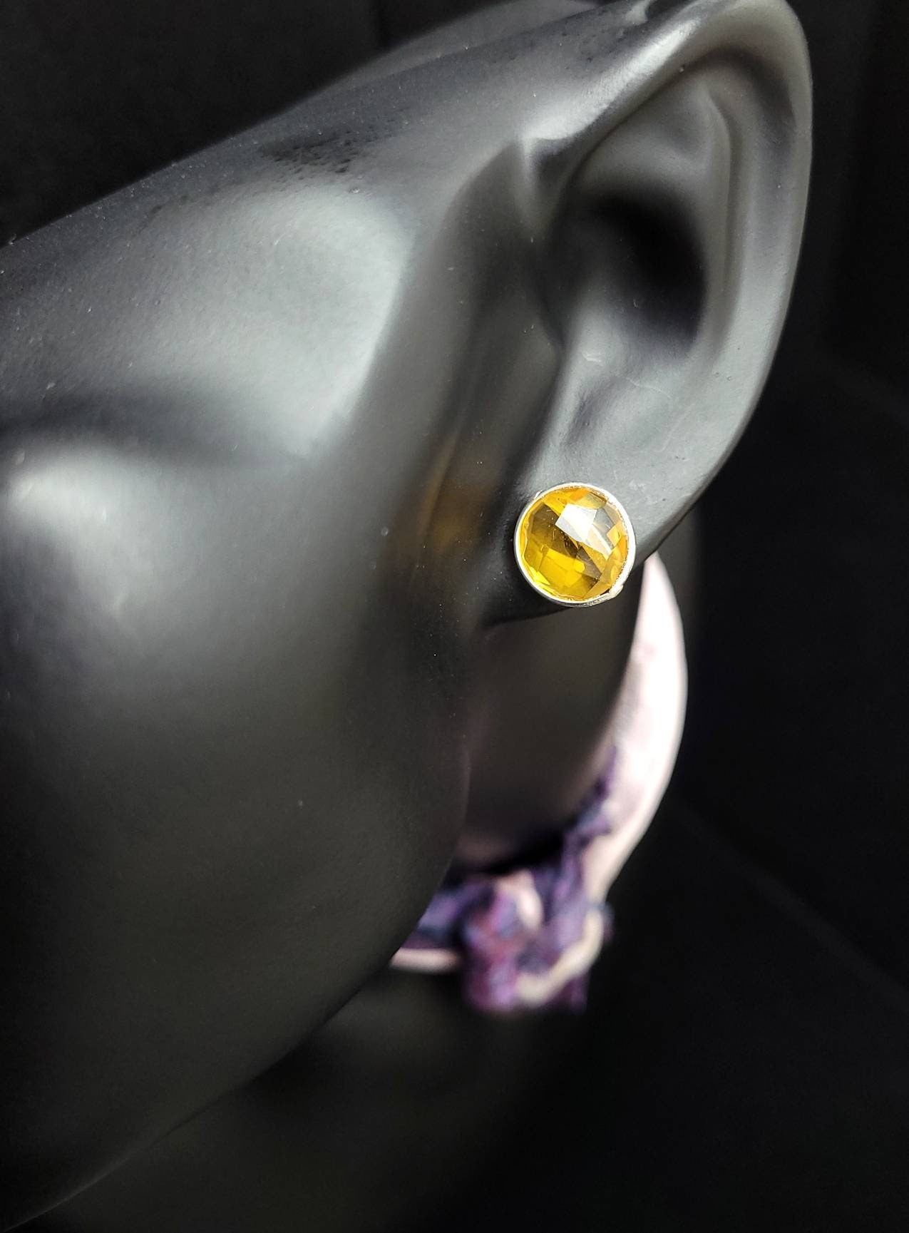 Beautiful Yellow Citrine Authentic 925 Silver Earrings.