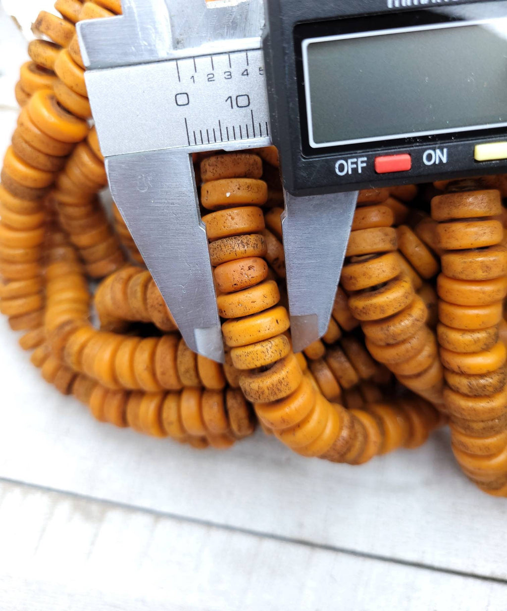 Light orange Beads With Strong Old Rustic Accent Beads Raw Texture / 11-12mm 10"Long Strand /Indonesia Java, Boho, Tribal / Jewelry Supplies