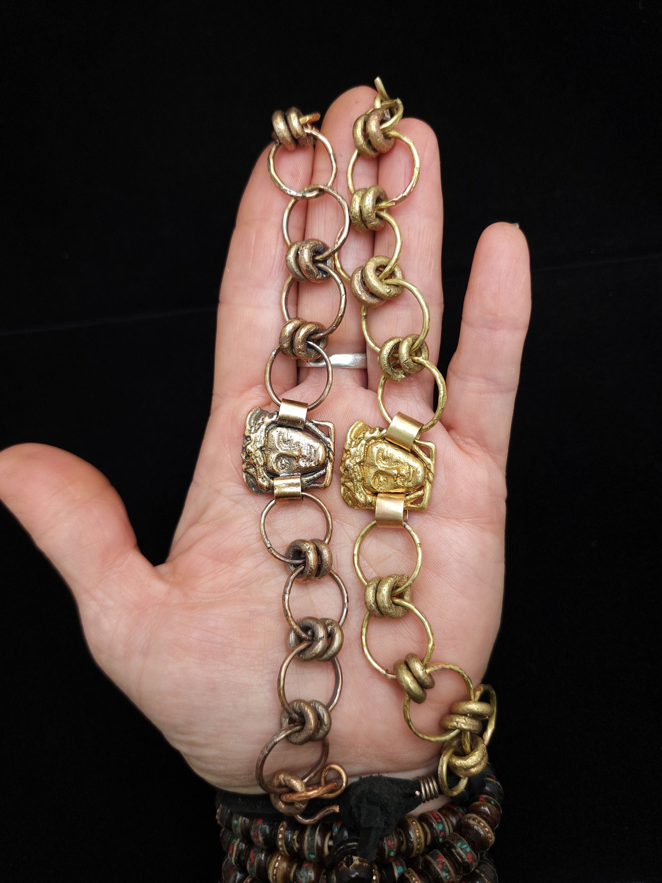 Beautiful Gold Brass Medusa Bracelet / Handmade / Historical / Unusual / Artistic Jewelry / For Her / For Him.