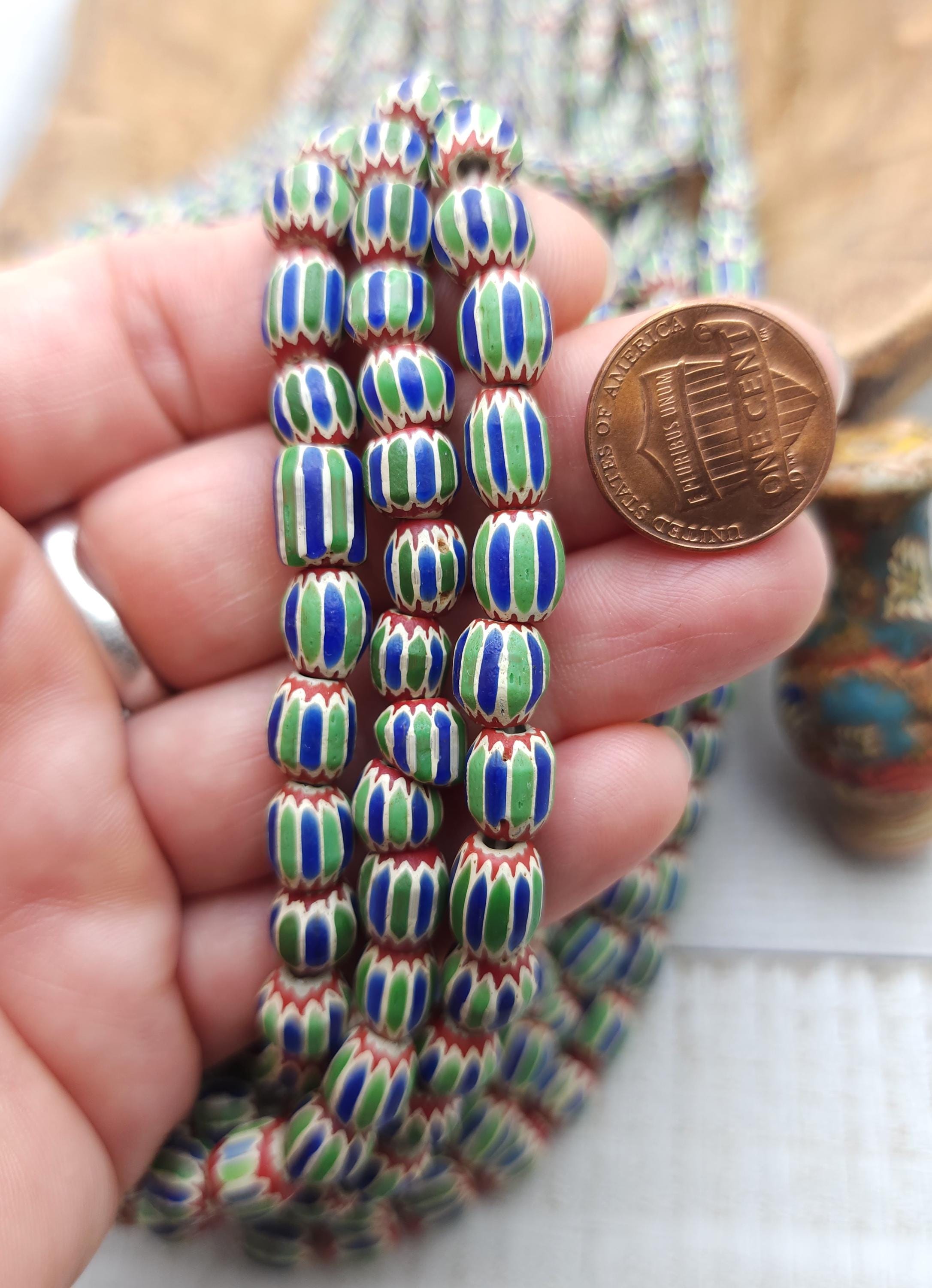 Multilayer Chevron Beads From Java, Indonesia, 6-Full Strand 21" 6-9mm x 7-8mm [70-74 Beads] Vintage, Tribal, Jewelry Making Supplies