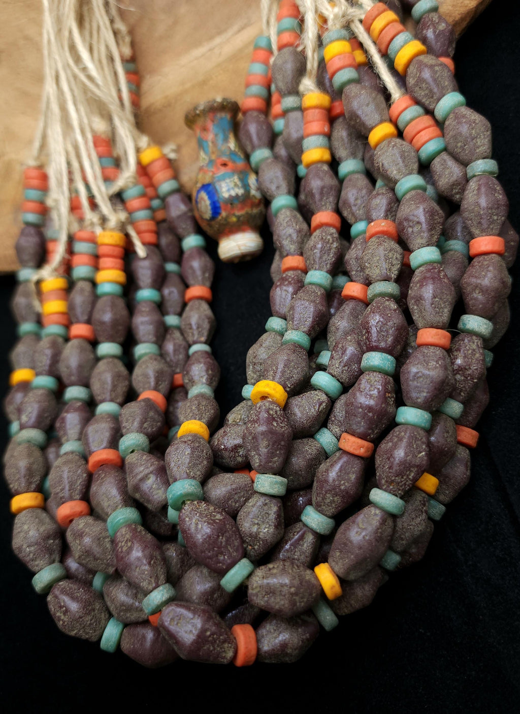 Full Strand 13-14" Bicone Glass Beads 15-17mm, Rustic Indonesian Beads, Jewelry Making Supplies, Craft.