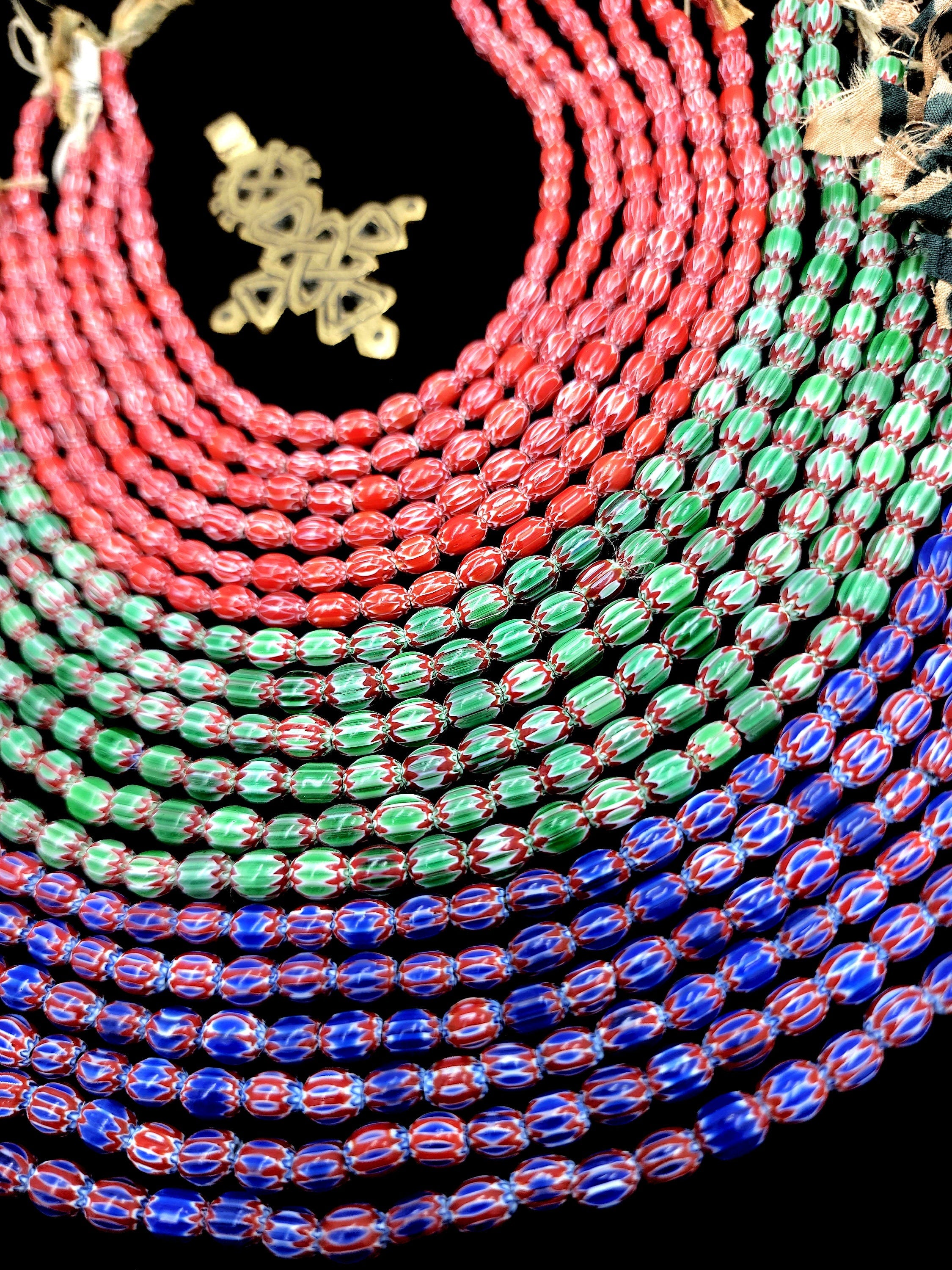 Small Multi-Layer Chevron Beads Choose Red, Blue Or Green Strand 10" 5-7 x 5-6mm 38-40 Beads / Jewelry Making Supplies.