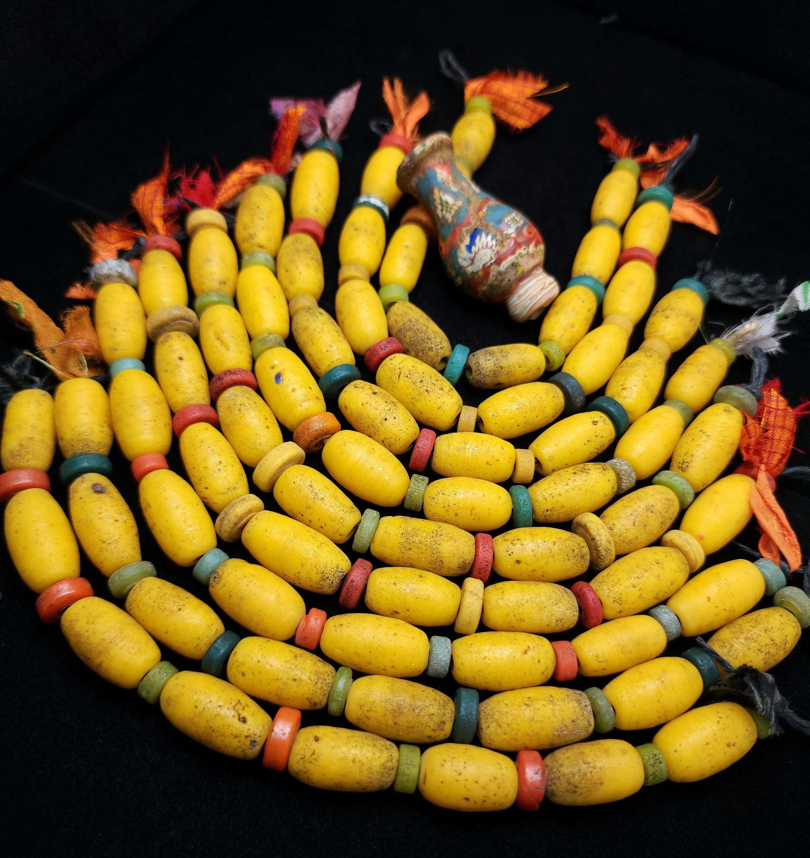 Vintage Glass Beads for Making Jewelry, Beads From Indonesia, Strand With 8 Large Beads 19-21mm, Tribal, Ethnic, Rustic Beads.