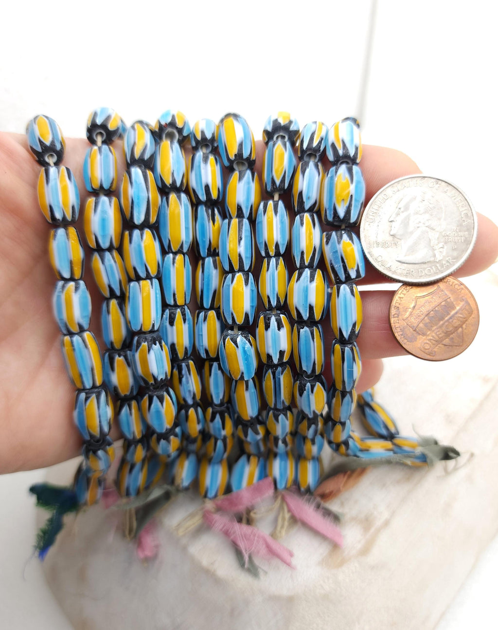 Chevron Multilayer Beads 11 × 8-9mm Strand 8" / Jewelry Making Supplies / Craft.