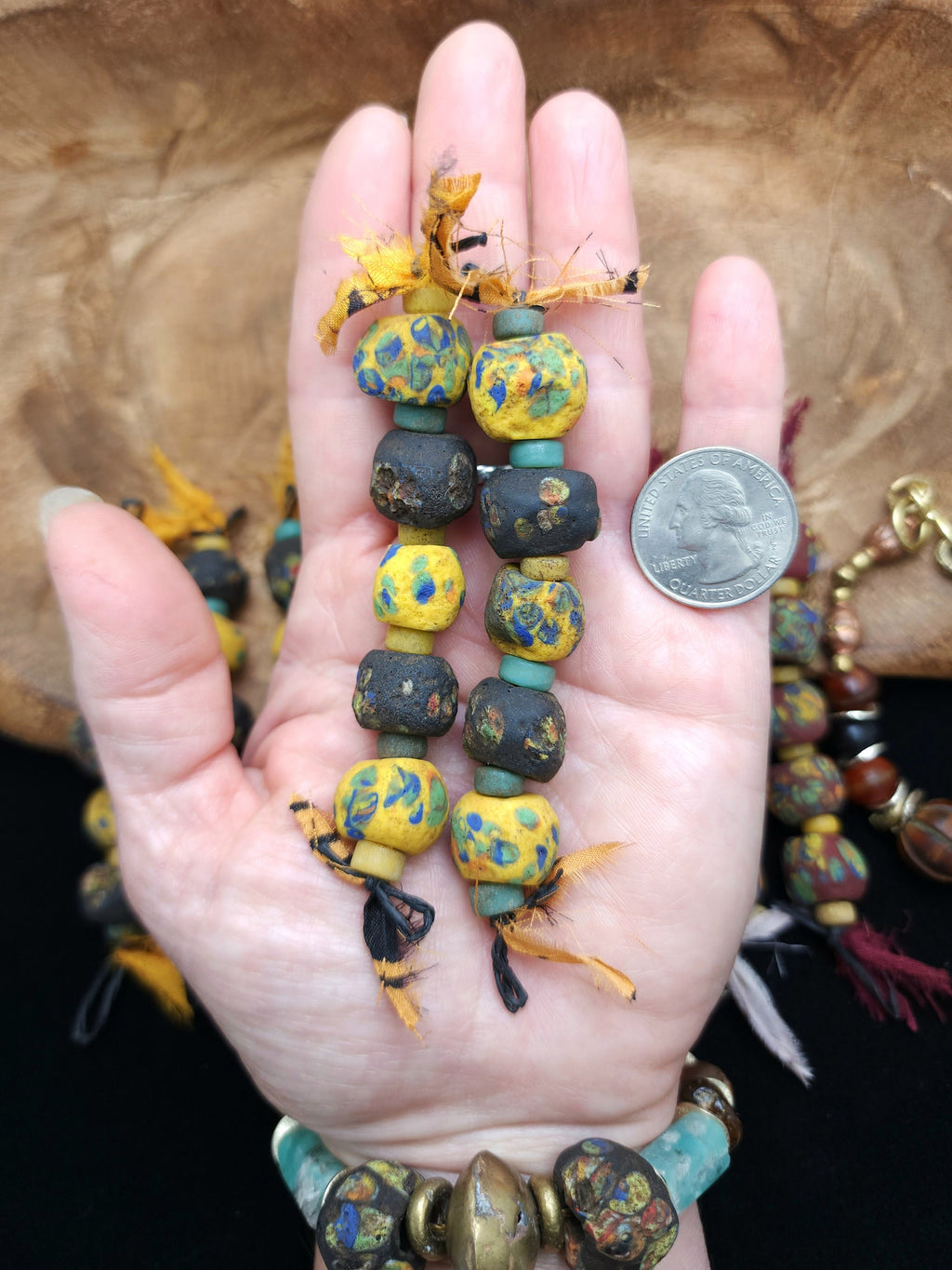 Graduated Strand of Old Beads Like Hebron 12-14mm  / Ancient Tribal Beads / Vintage / Jewelry  Supplies.